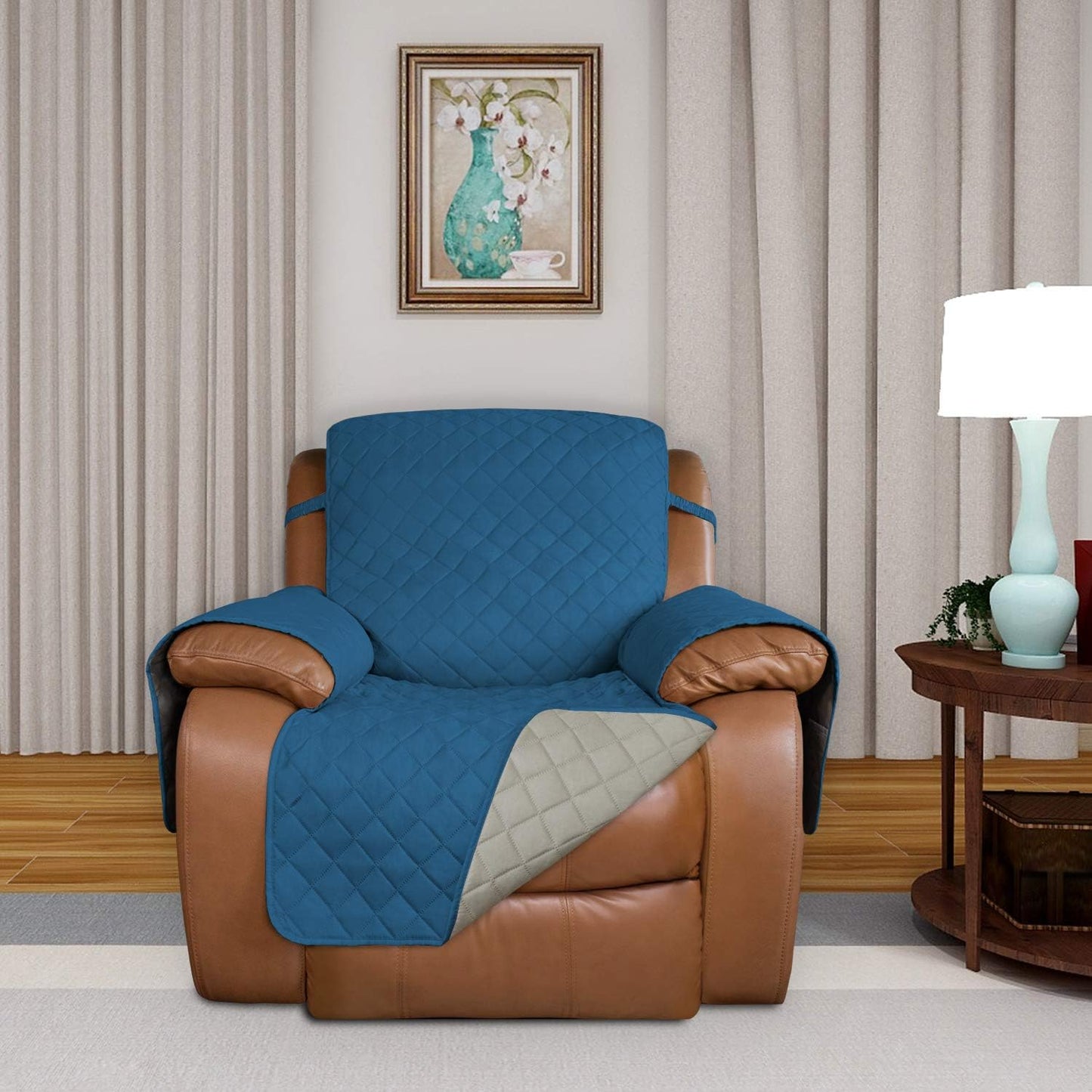 PureFit Reversible Quilted Sofa Cover, Water Resistant Slipcover Furniture Protector, Washable