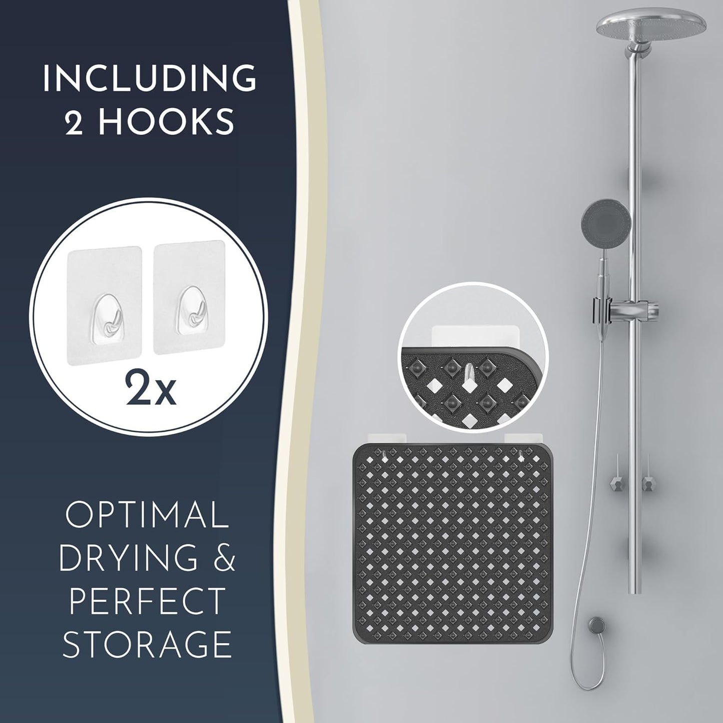 Homerella Anti Slip Shower Mat | Anti Mold Non Slip Bathtub Mat for Inside Shower | Square Floor