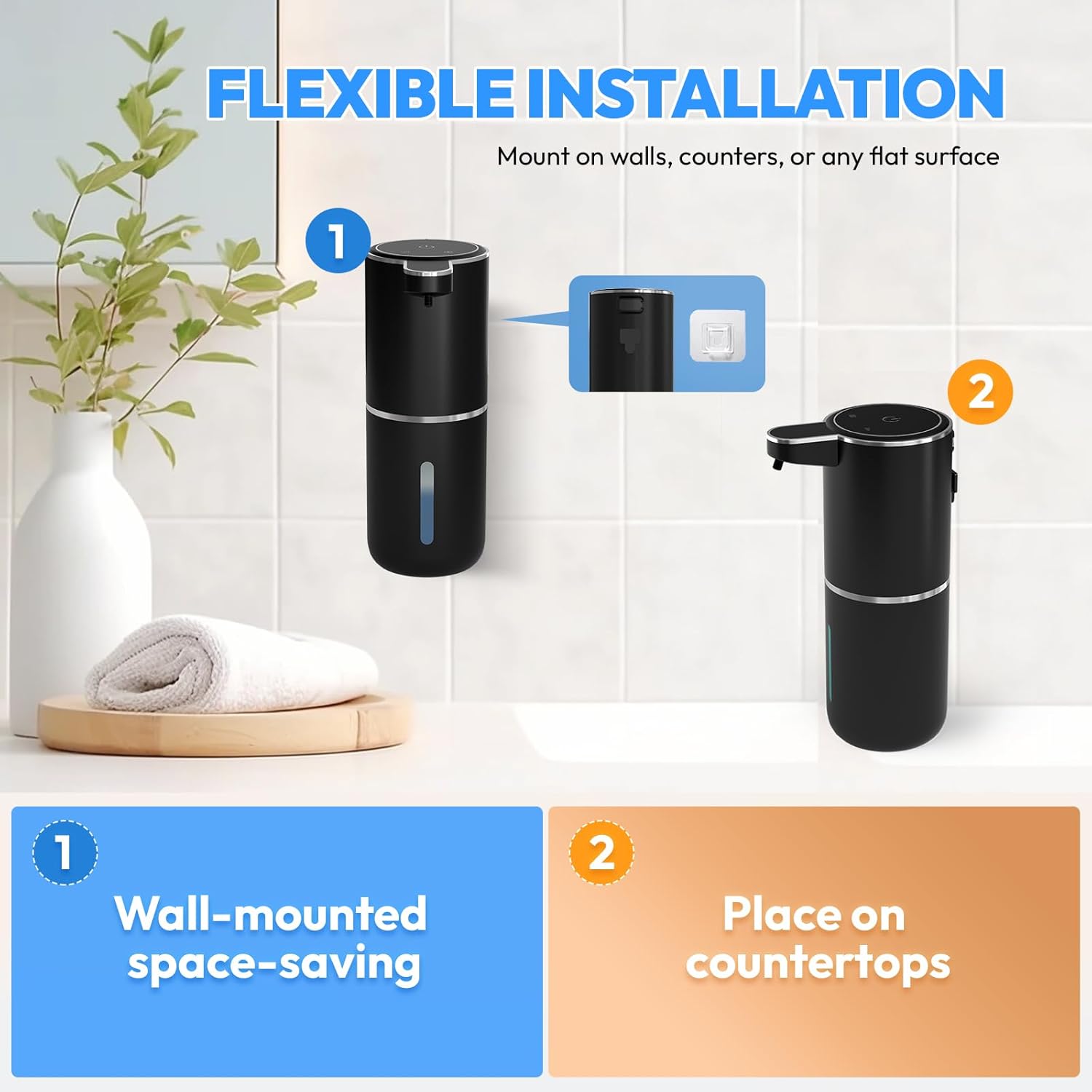 Automatic Foaming Soap Dispenser,Touchless Foam Soap Dispenser,12.8oz Rechargeabled Wall Mounted
