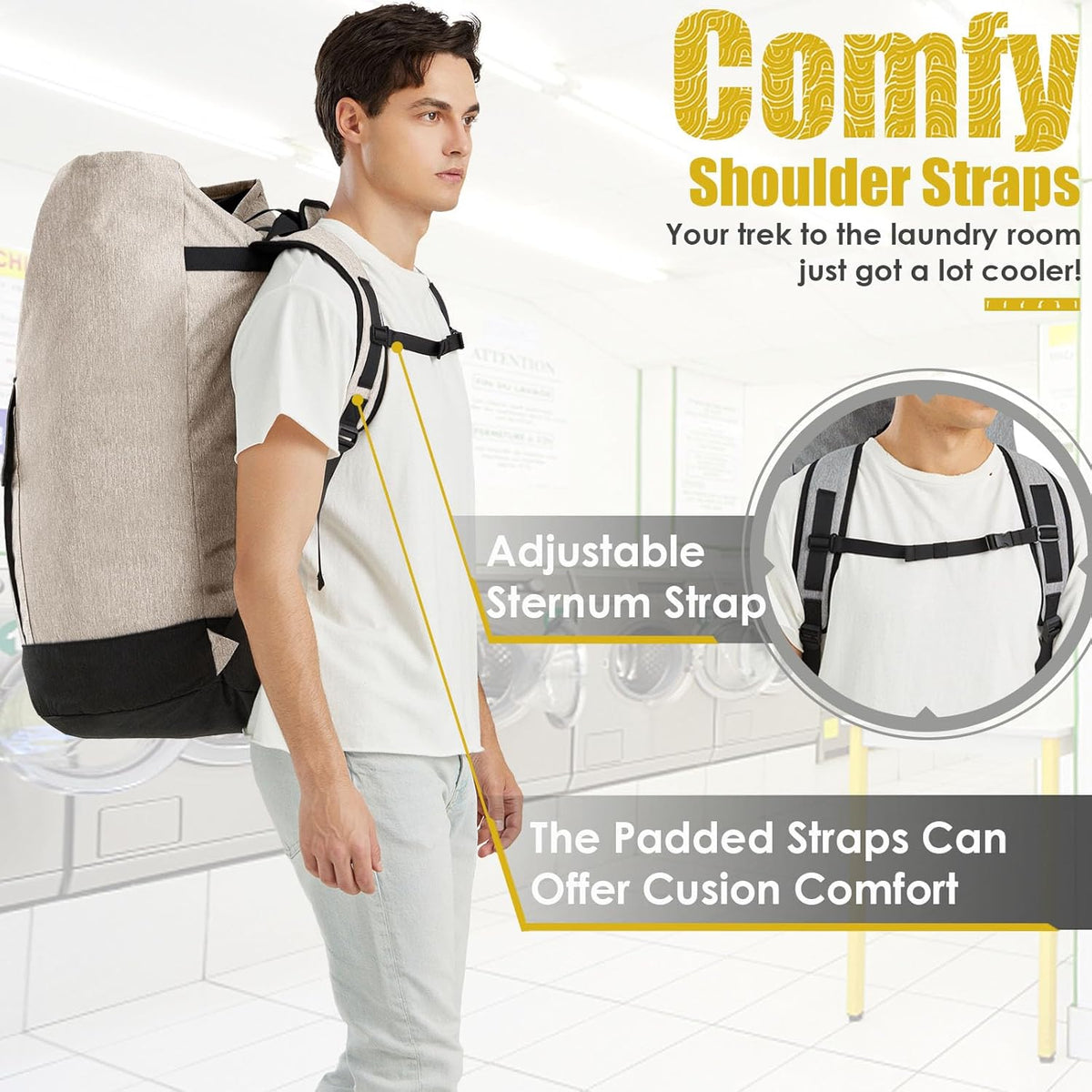 Laundry Bags Extra Large Heavy Duty, Laundry Backpack College 115L, Large Laundry Bag with Shoulder