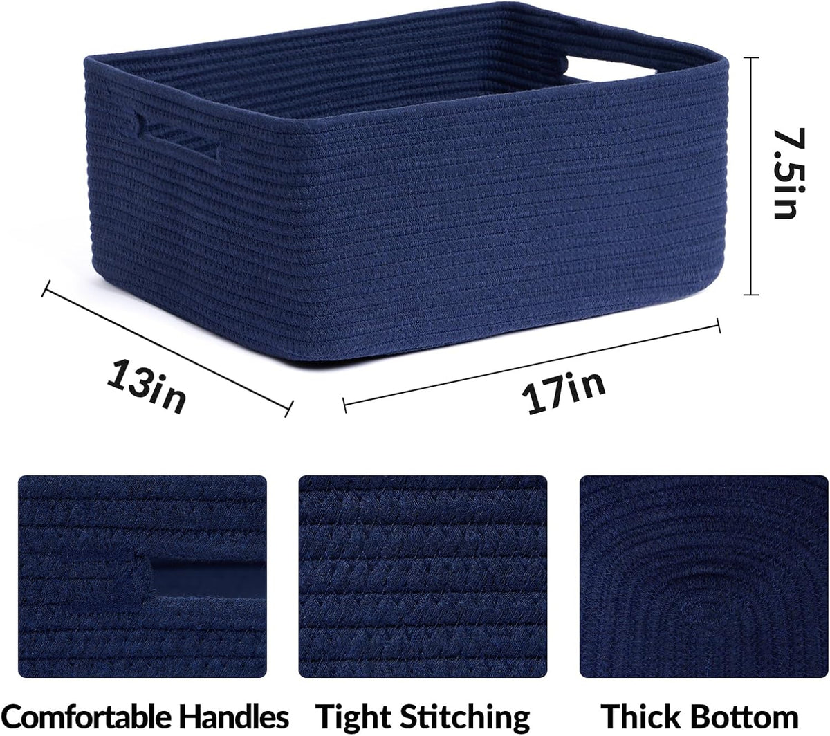 Large Storage Baskets for Shelves, Closet Organizers Bins for Clothes Blanket Towels, Baby Nursery