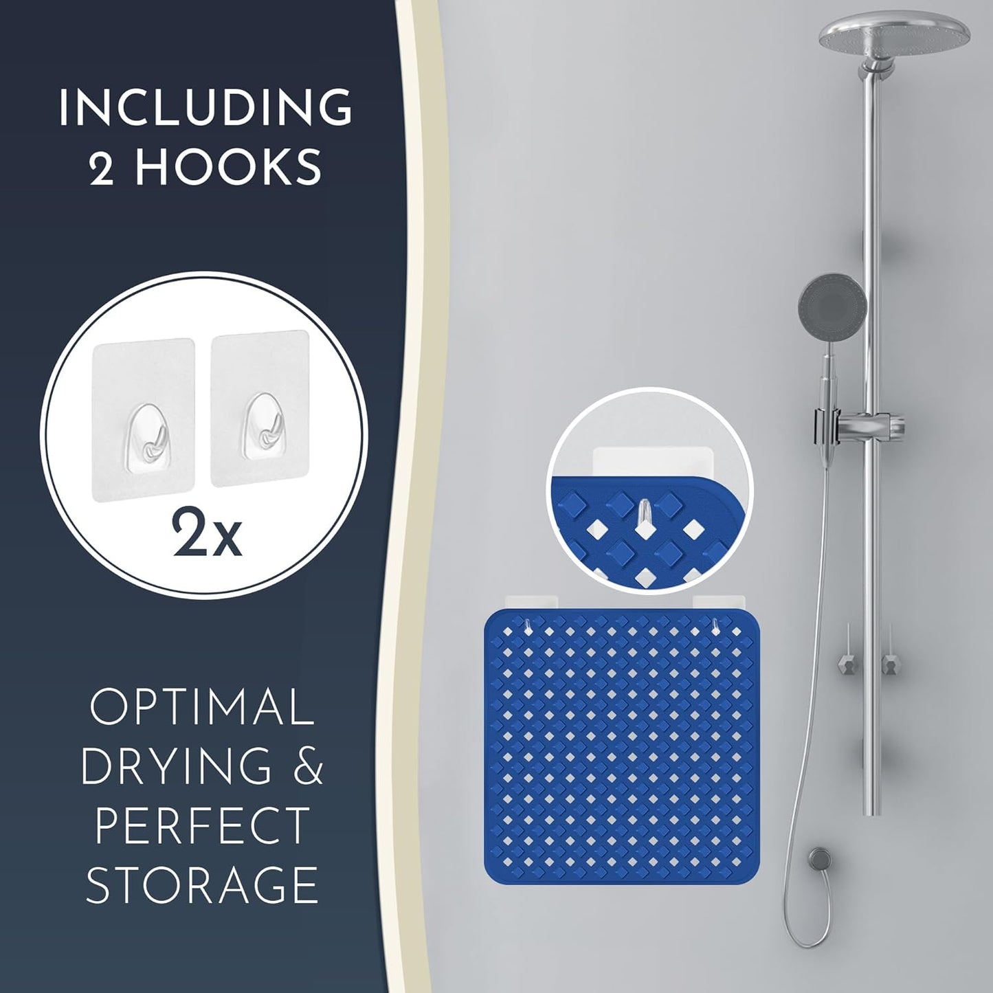 Homerella Anti Slip Shower Mat | Anti Mold Non Slip Bathtub Mat for Inside Shower | Square Floor