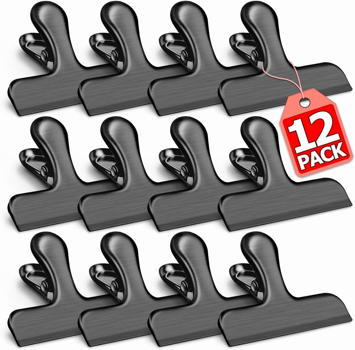 VNDUEEY 12 Pack Stainless Steel Chip Clips, Bag Clips for Food, Heavy Duty Chip Clip for Kitchen
