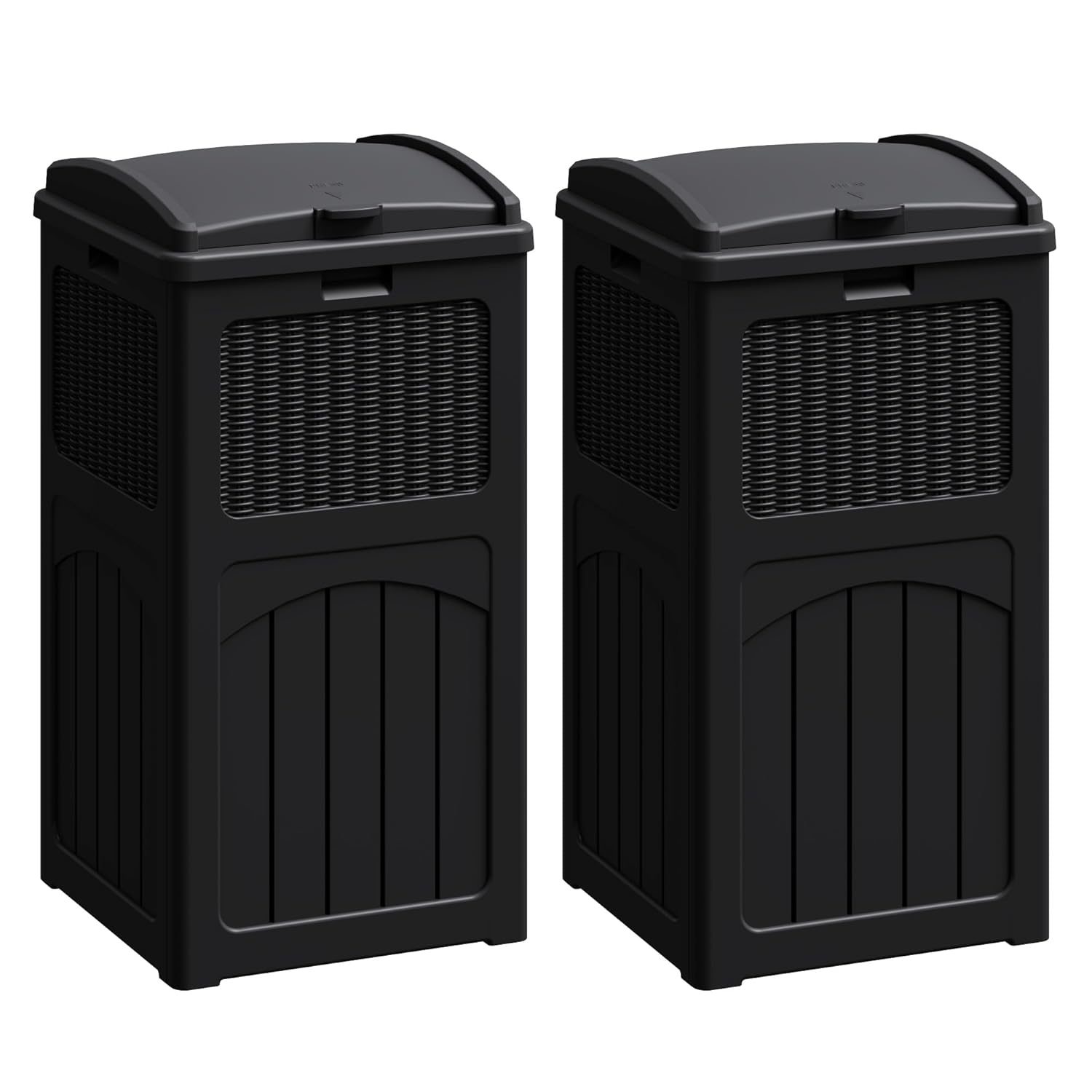Flamaker 30 Gallon Trash Can, Resin Outdoor Garbage Can with Lid, Waterproof Hideaway Patio Waste