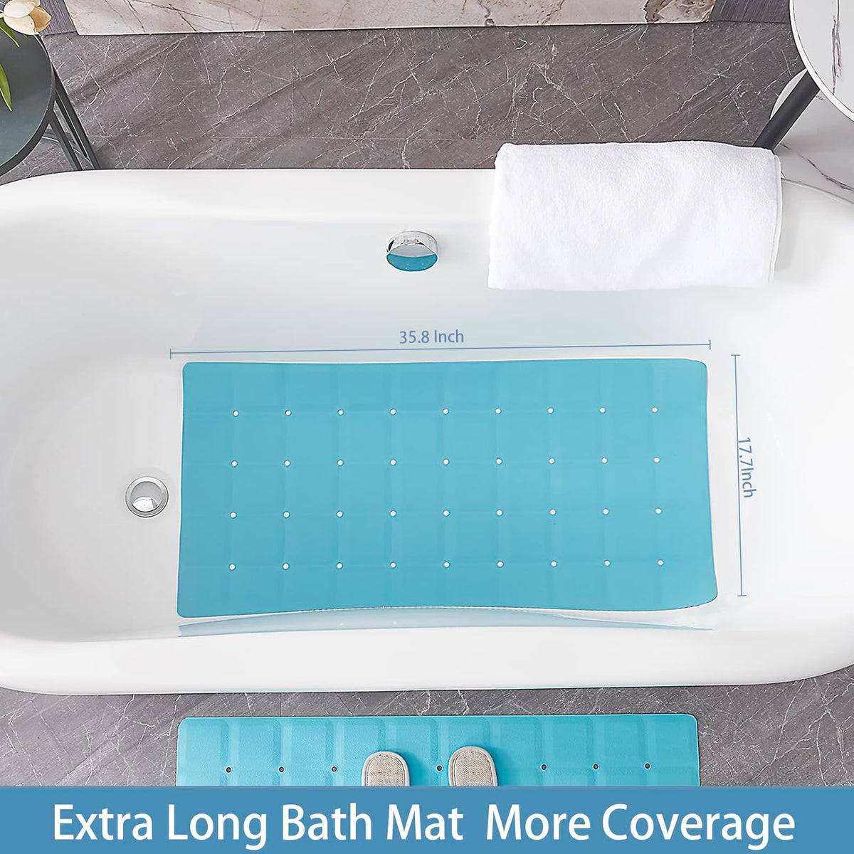 Foldable Silicone Bathtub Mat: Jumbo Size Heavy Duty Safety Bath Mat for Tub Without Suction Cups