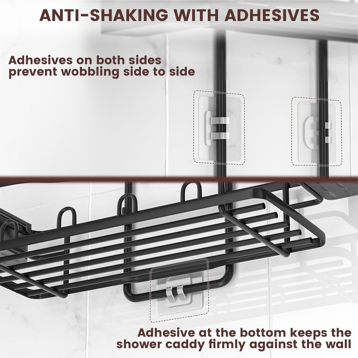 Rustproof Shower Caddy Hanging with Soap Holders for Bathroom, Black