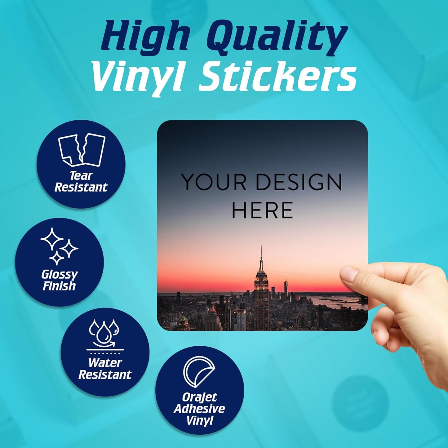 100 Custom Vinyl Stickers - Upload Your own Image, Text, Design, Logo - Personalized Logo Labels