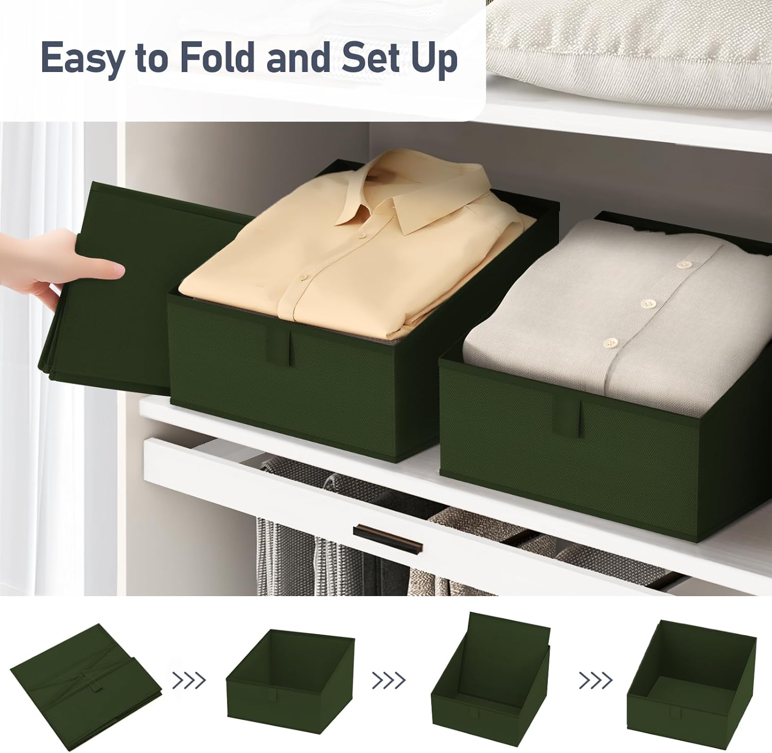 DIMJ Closet Storage Bins 6 Pack - Fabric Trapezoid Closet Organizer Bin, Foldable Storage Baskets