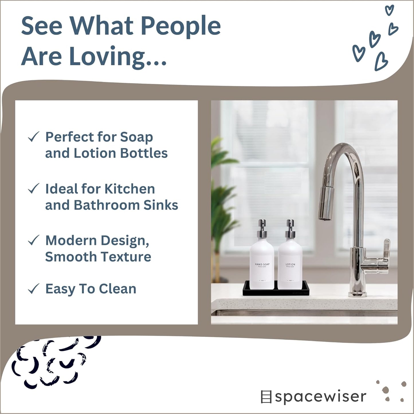 Countertop and Vanity Tray - 2 PC Small 7.7" Silicone Bathroom Trays, Kitchen Soap Tray, Dish