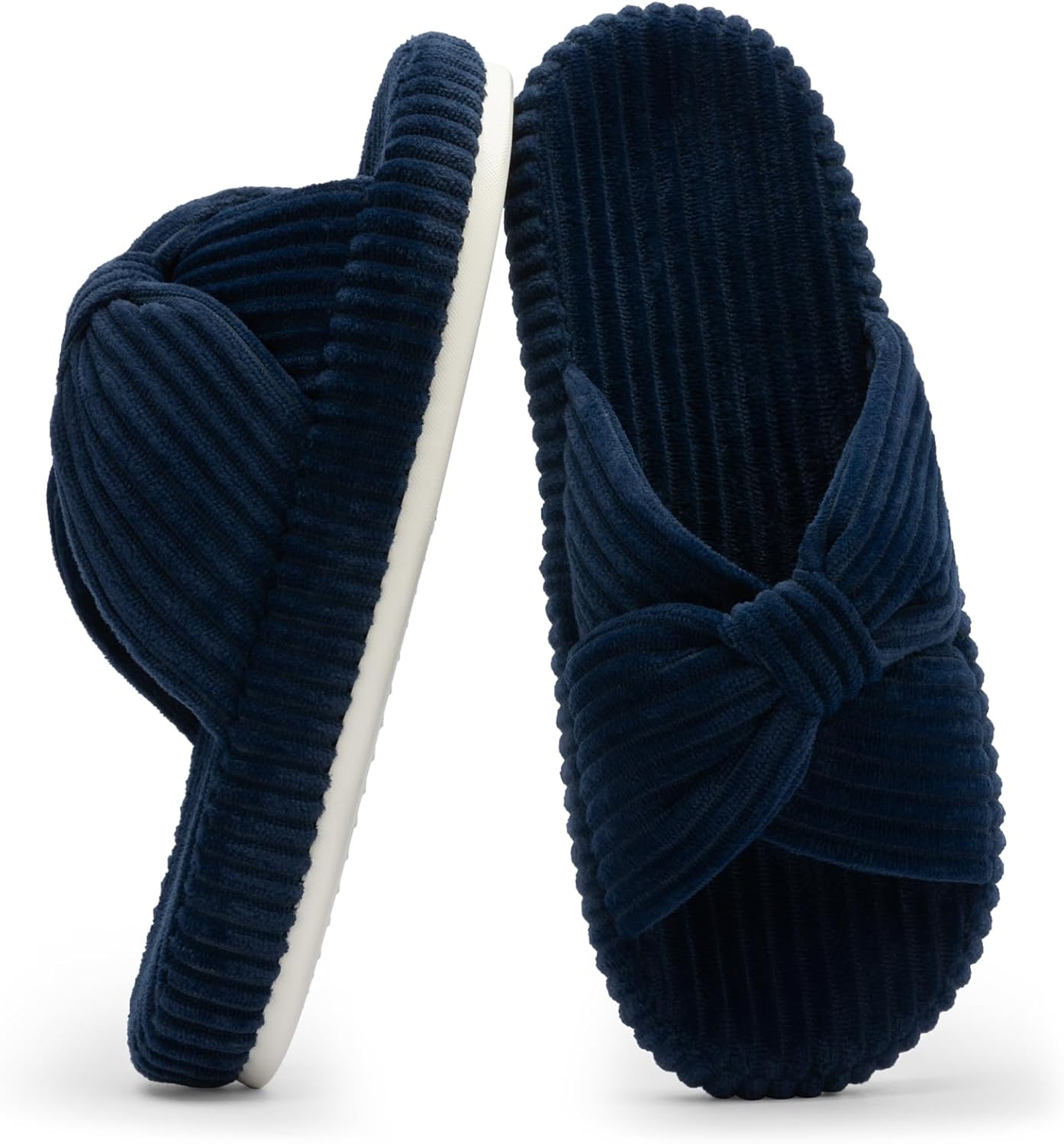 Chantomoo Slippers for Women Memory Foam House Bedroom Corduroy Bow Crossbands Slide Slipper Shoes