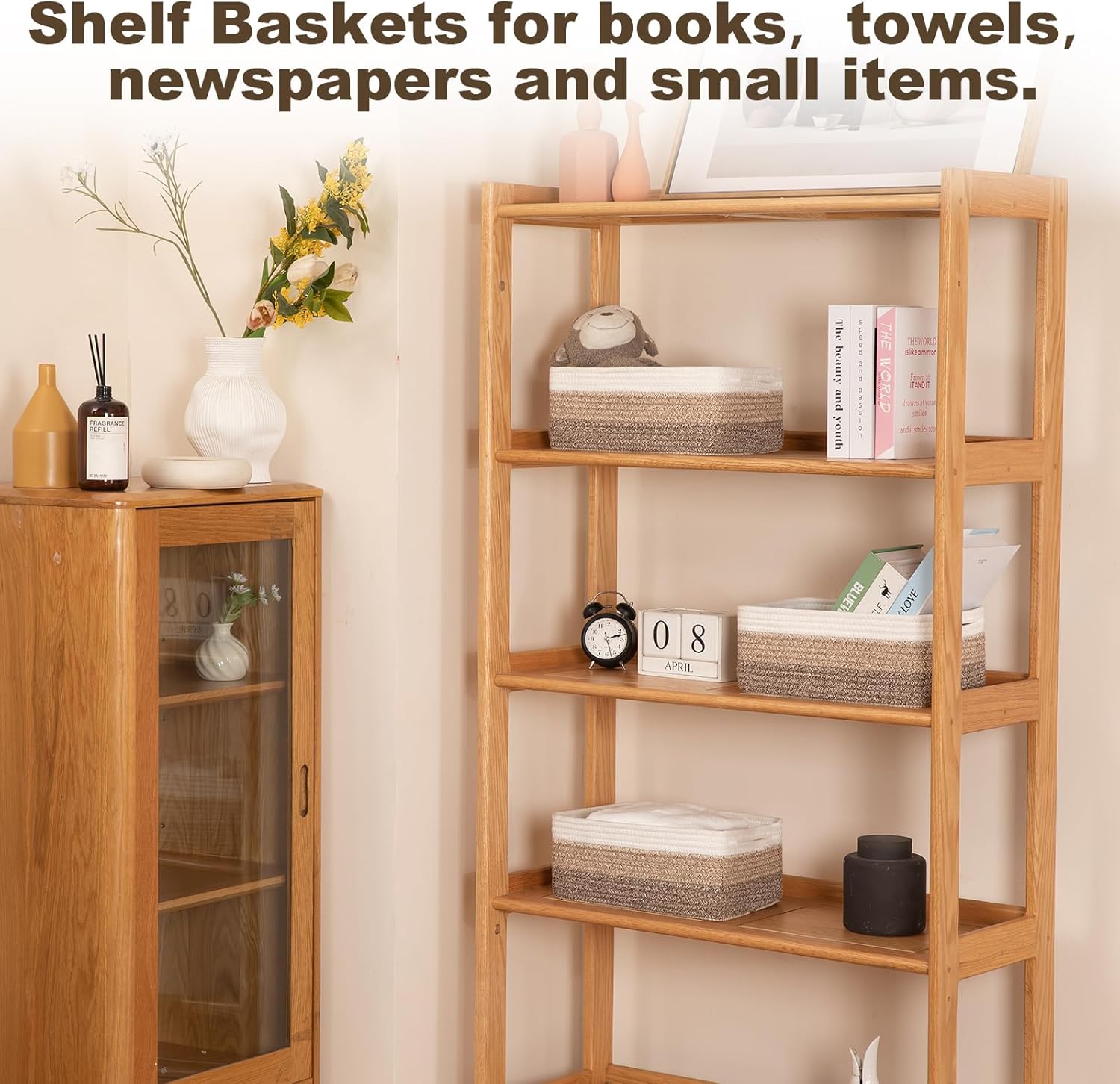 3 Pack Small Storage Baskets for Organizing, Cute Woven Decorative Gift Baskets for Shelves, Mini