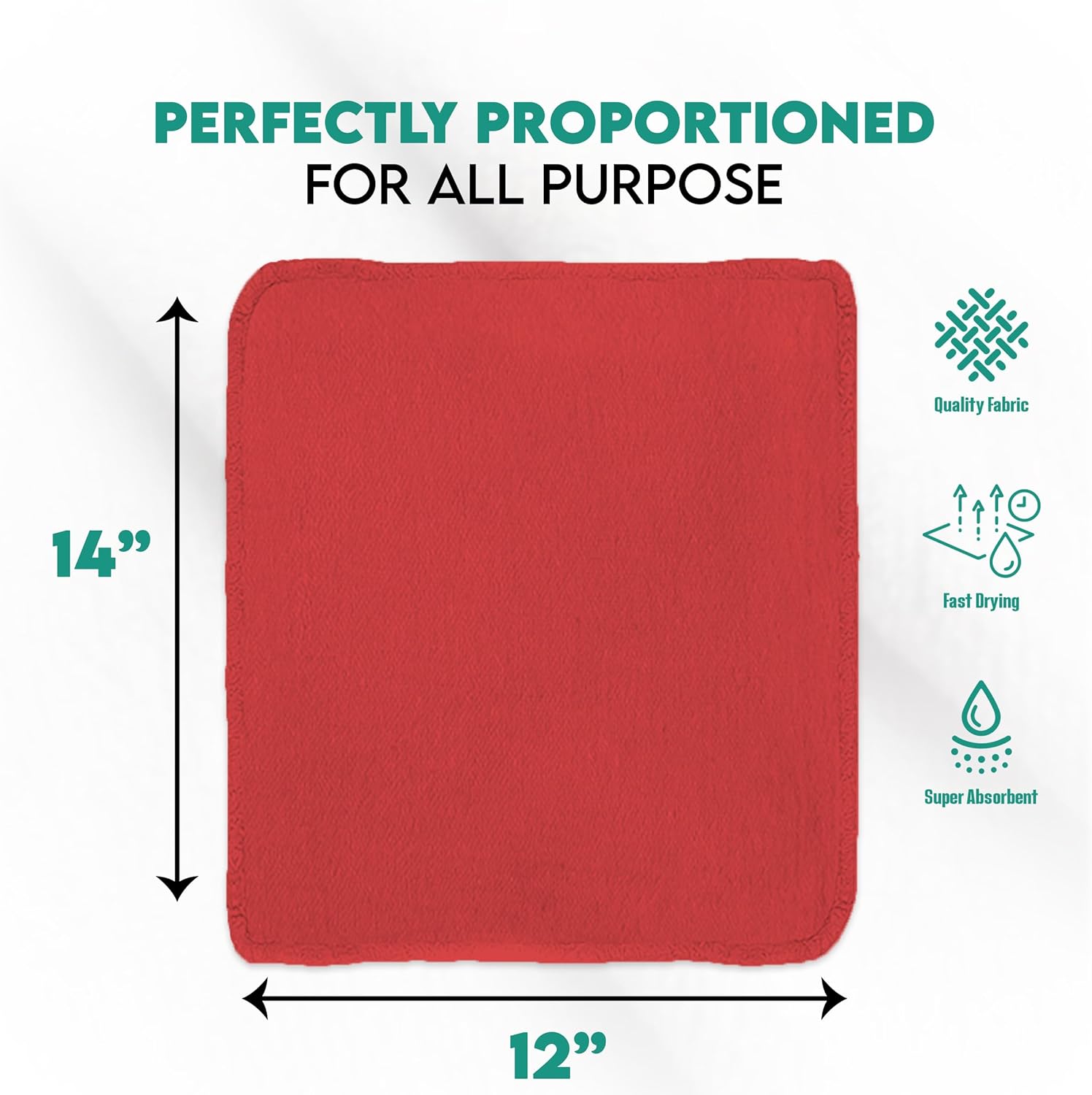 ZUPERIA Cotton Shop Towel – Multipurpose Cleaning Cloths (14" x 12" - Pack of 150 - Red) Reusable