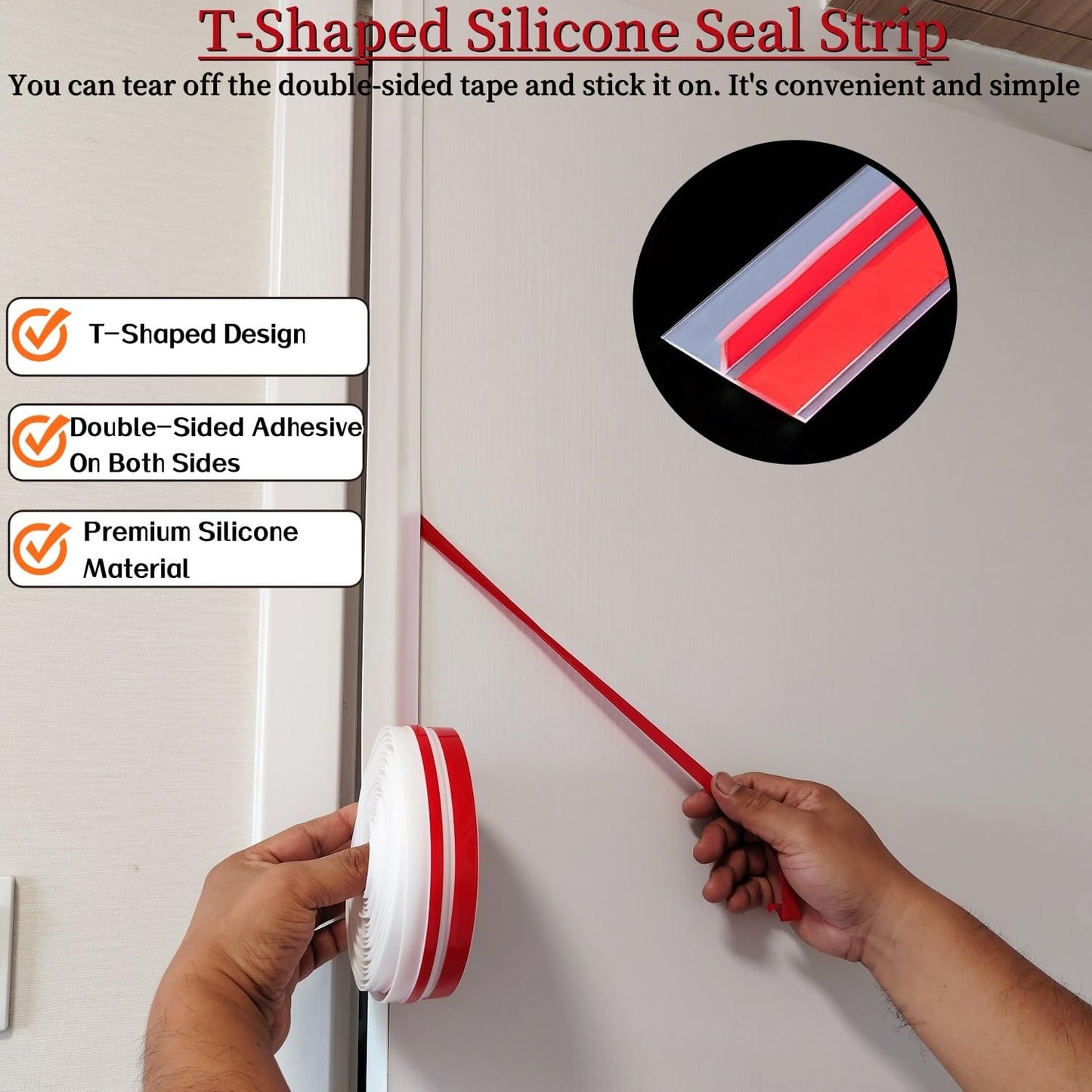 T Shape Door Seal Strip for Door & Windows Gaps，Draft Stopper Bottom Sweep Weather Stripping for