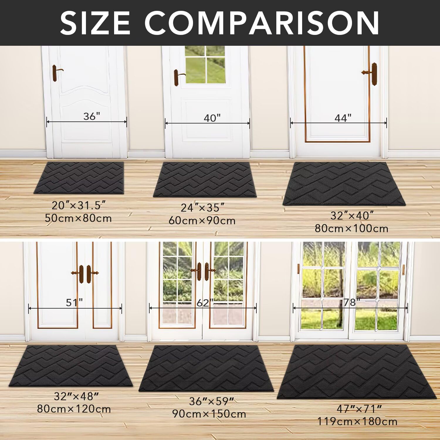 hicorfe Front Door Mat Outside Entrance,32"x40" Absorbent Muddy Dirt Resist Welcome Door Mats