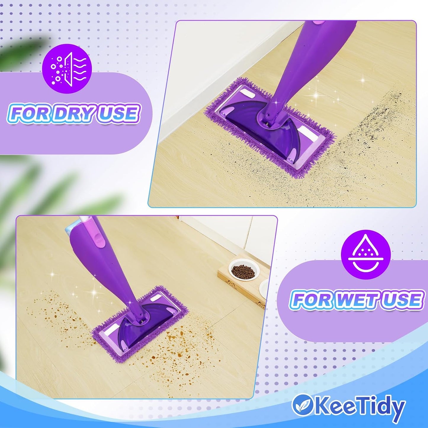 Reusable Mop Pads Compatible with Swiffer Wet Jet Mop Refills Microfiber Mopping Pads Wet & Dry Use