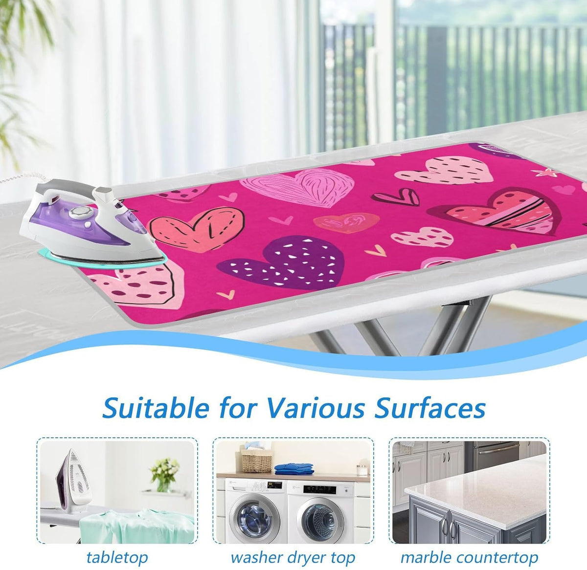Ironing Mat Portable Ironing Pad Ironing Blanket for Table Top Heat Resistance Double-Side Using