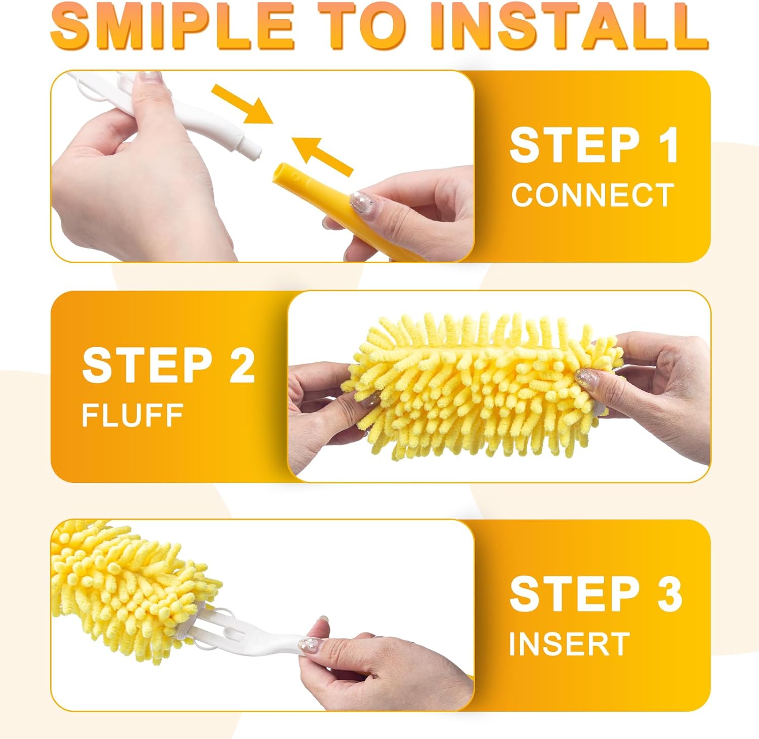 KeFanta Reusable Duster Refill for Swiffer, 360° Heavy Duty Duster Refills 8Pcs with 1 Handle