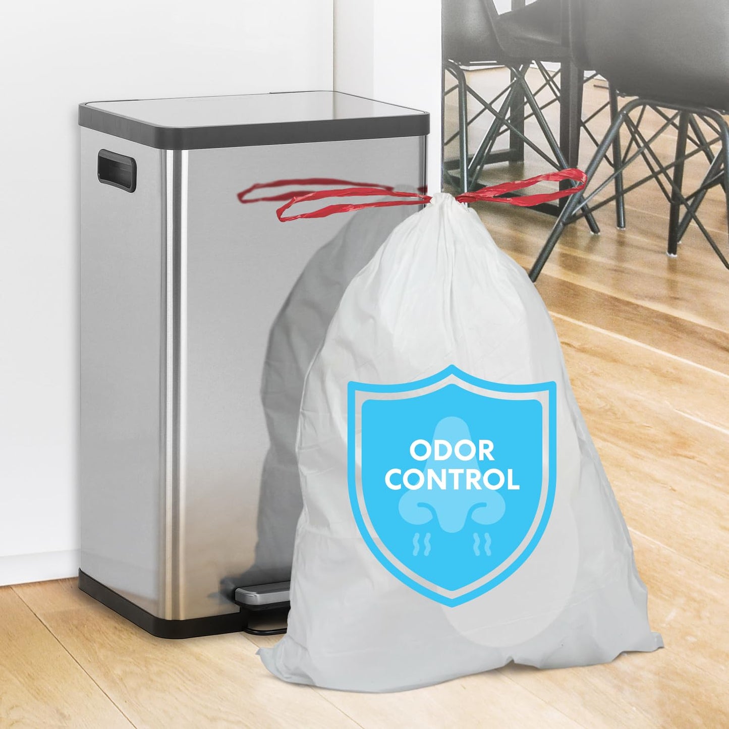 SIMPLI-MAGIC 13 Gallon Drawstring Trash Bags, 120 Pack – Tall Kitchen Garbage Bags, Custom Made