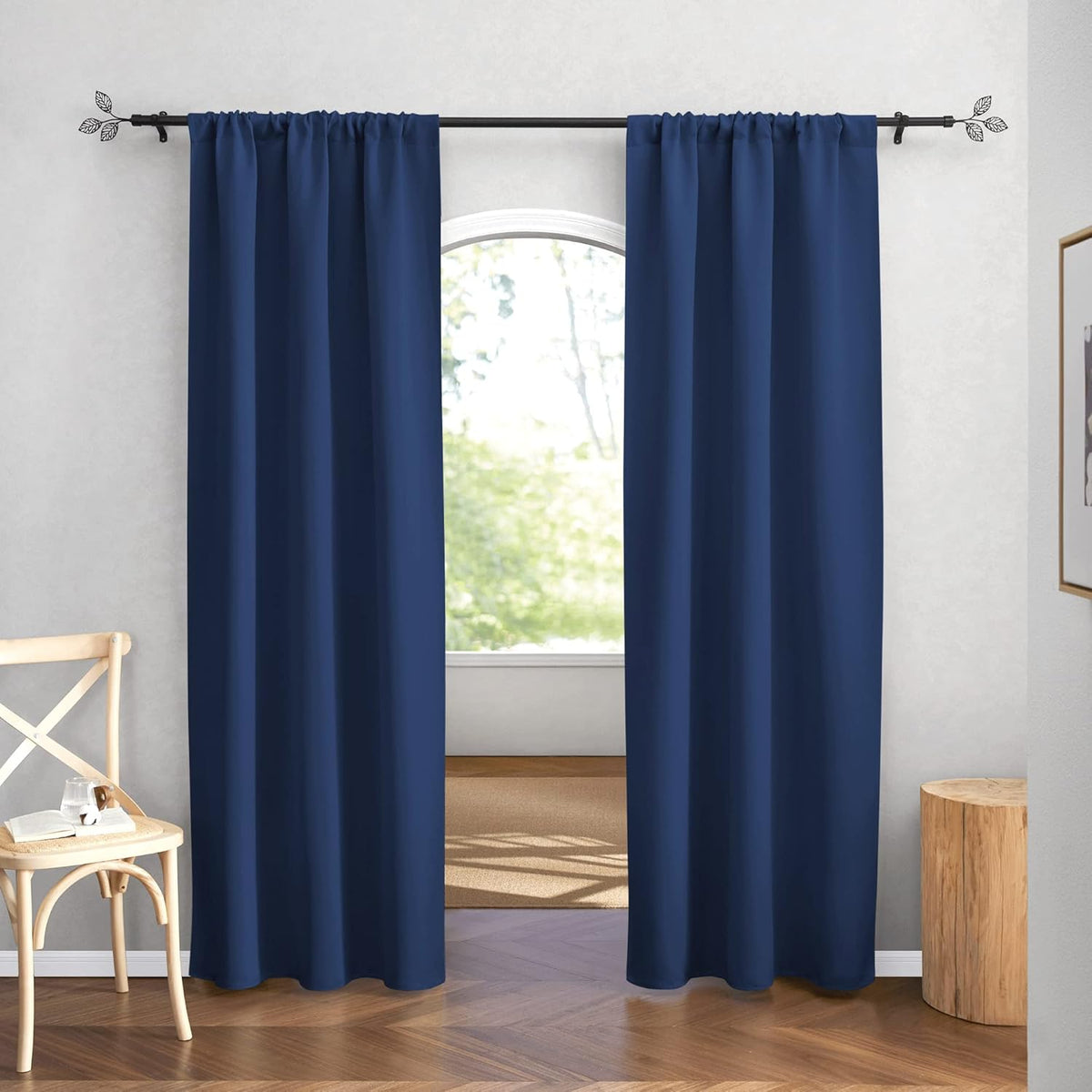 RYB HOME Navy Blue Blackout Curtains 84 inches Long - Country Curtains Window Decor Sunlight Shade