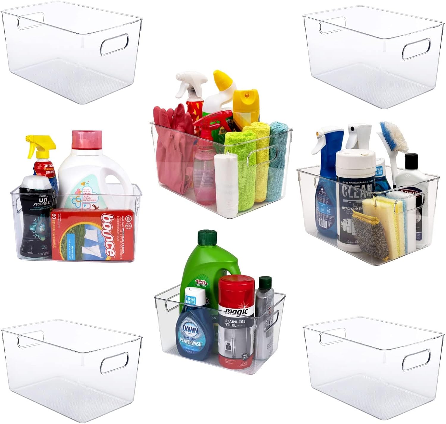 Clear Plastic Storage Bins - Perfect for Kitchen or Pantry Organization and Storage, Fridge and