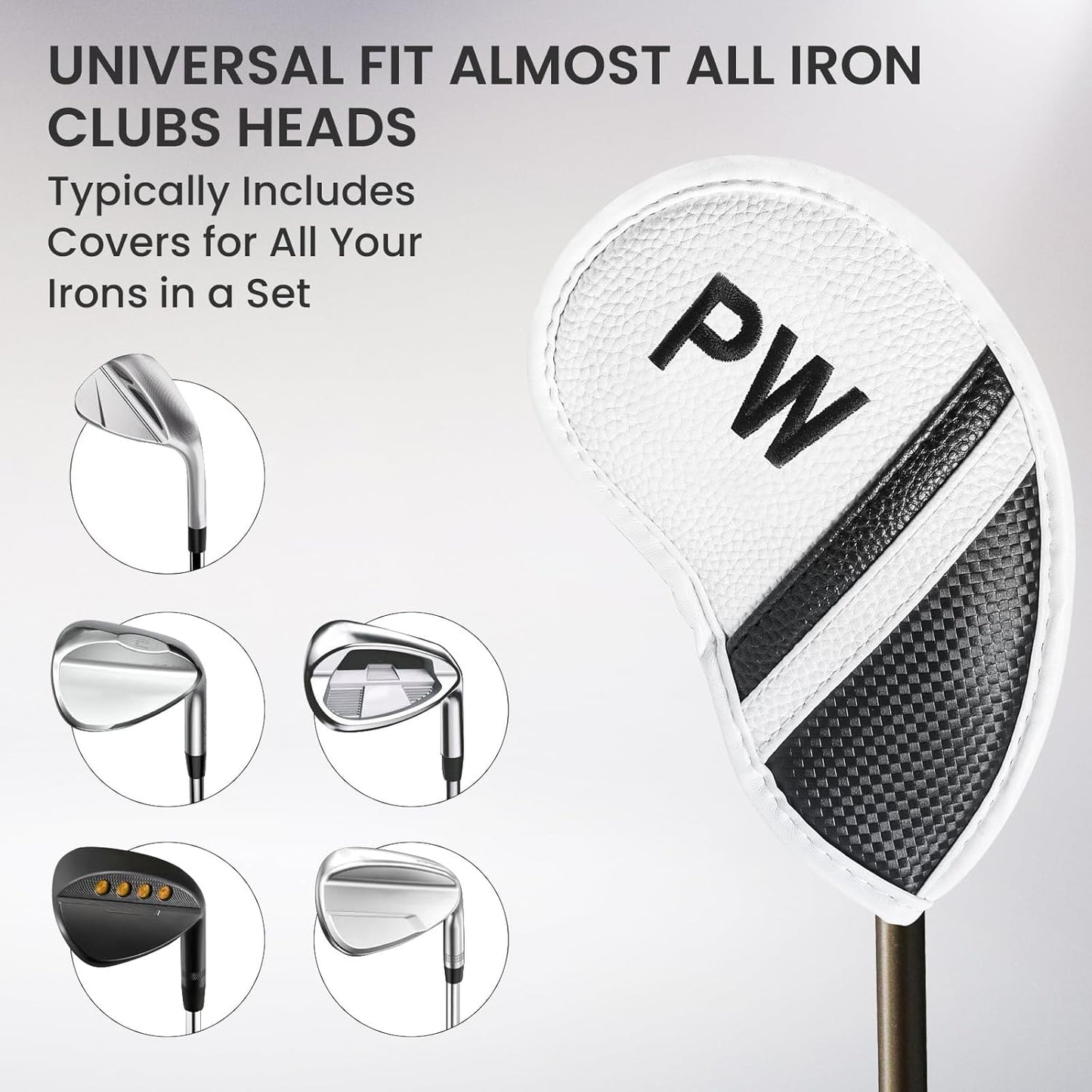 Amy Sport Golf Iron Head Covers Value 12 Pcs Set Thick Synthetic Leather, Protection Weatherproof