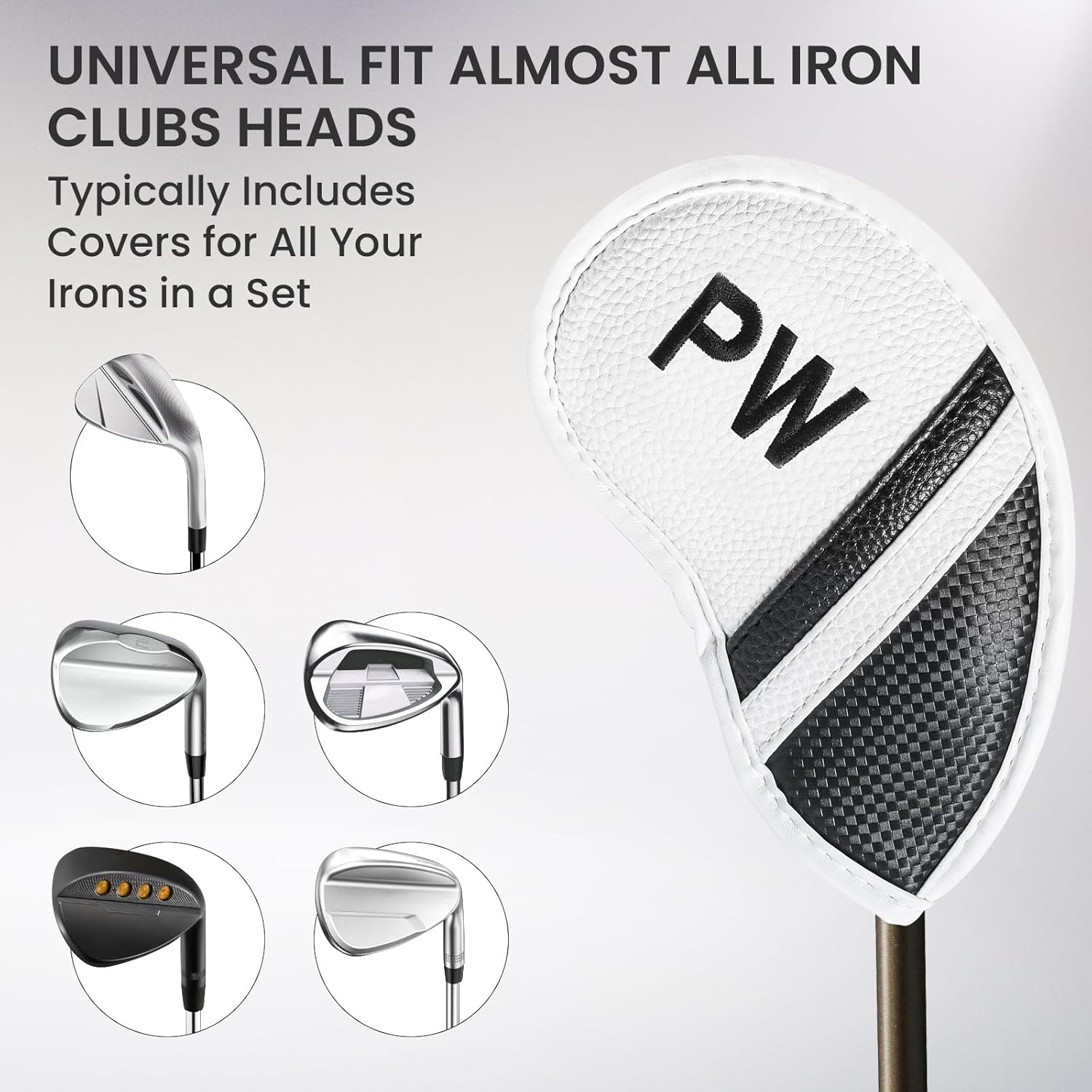 Amy Sport Golf Iron Head Covers Value 12 Pcs Set Thick Synthetic Leather, Protection Weatherproof