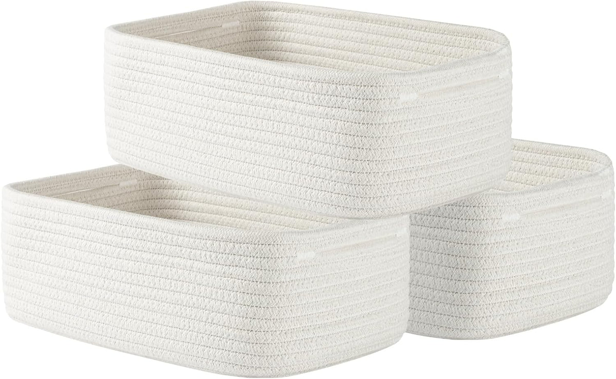 Small Woven Basket, 12 x 8 x 4.5 Inches, Storage Basket for Organizing, Cute Small Rope Shelf