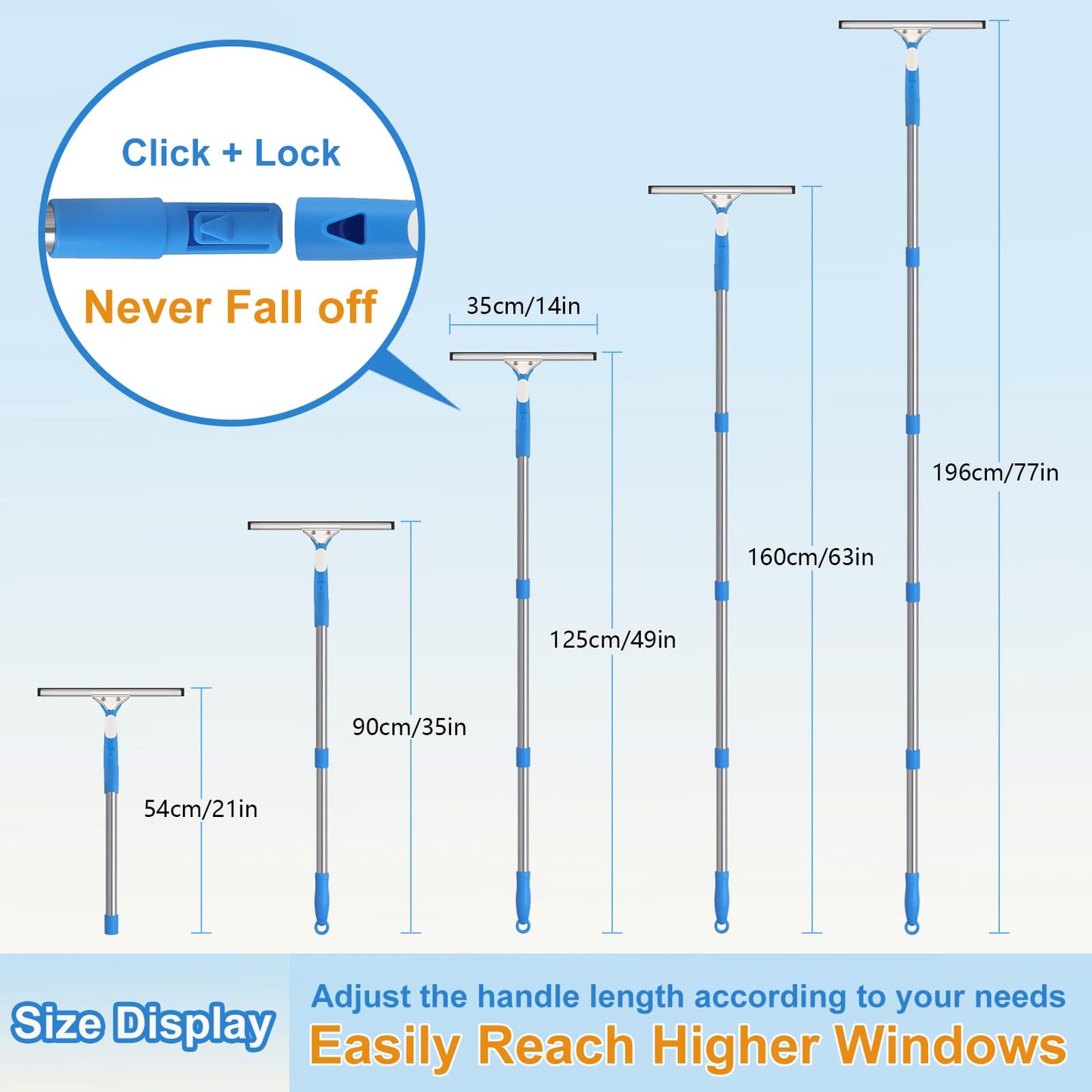Mitclear 77'' Long Squeegee Window Cleaner Tool for Indoor Outdoor Windows