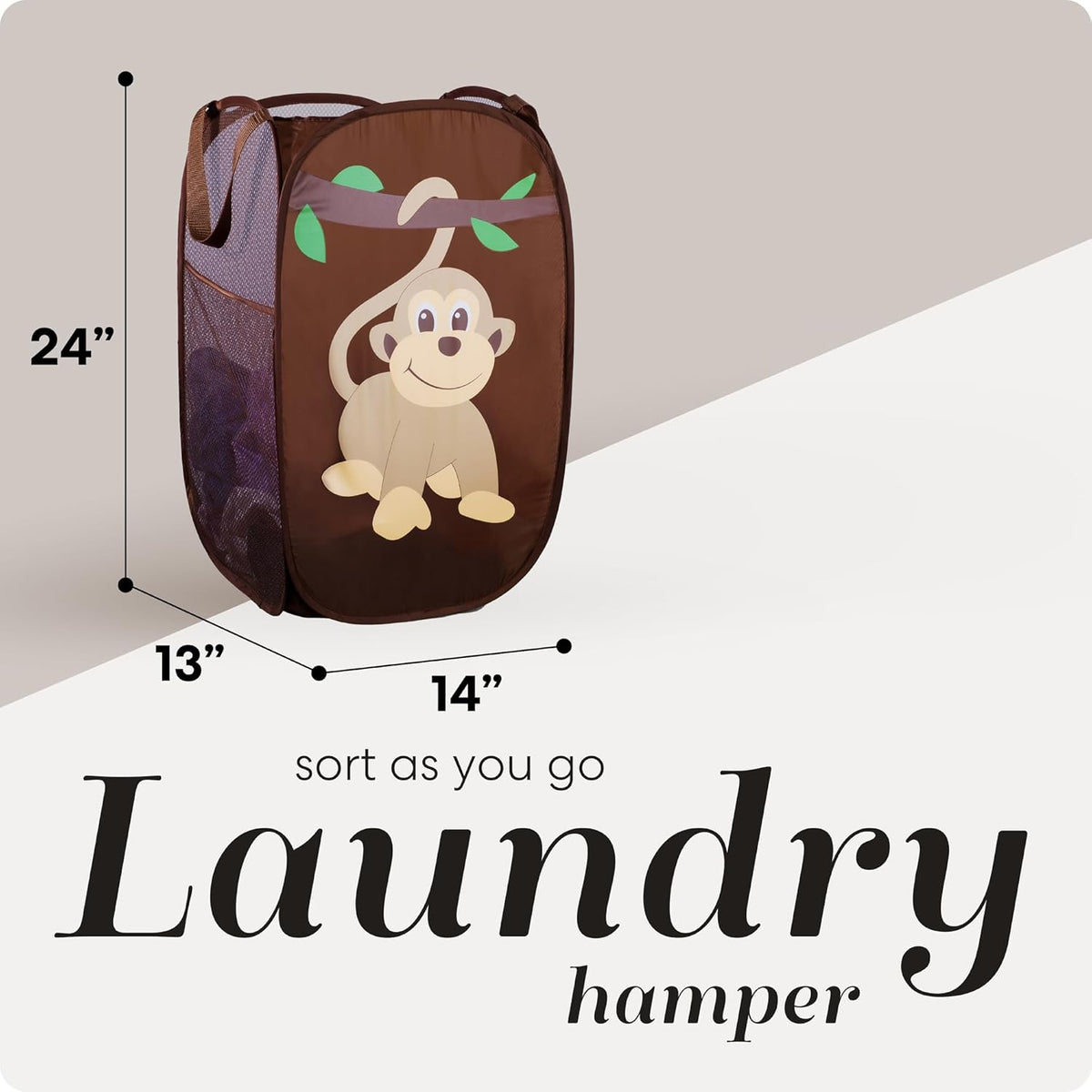 Handy Laundry Collapsible Mesh Pop Up Hamper with Wide Opening and Side Pocket - Breathable