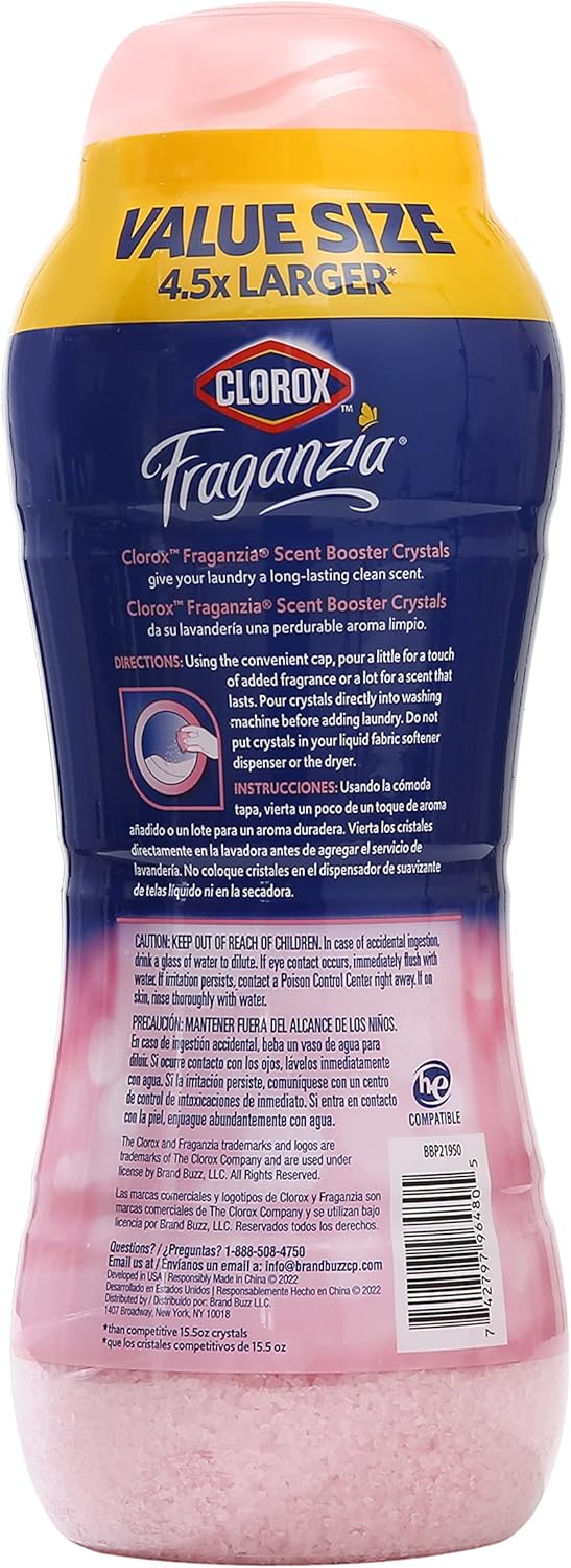 Clorox Fraganzia Laundry Scent Booster Crystals in Rose Scent - Scented In-Wash Freshener Beads for