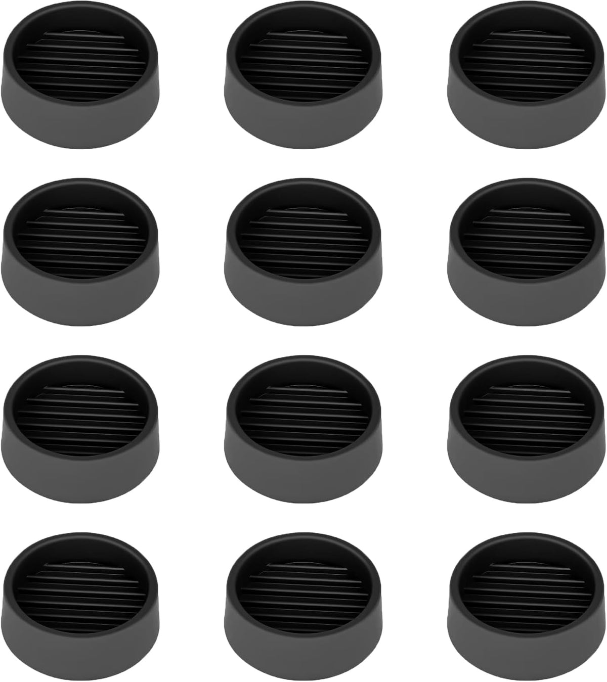 Non Slip Furniture Pads, 1.5' Round Black Rubber Caster Cups, 12 Pcs Anti-Slip Gripper, Anti Slide
