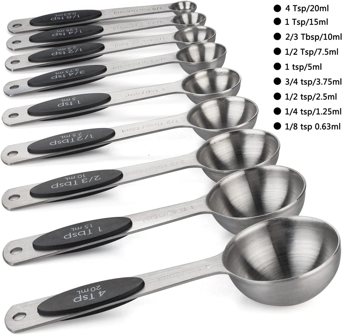 Magnetic Measuring Spoons Set of 9 Stainless Steel Stackable Measuring Spoons Heavy Duty Nesting