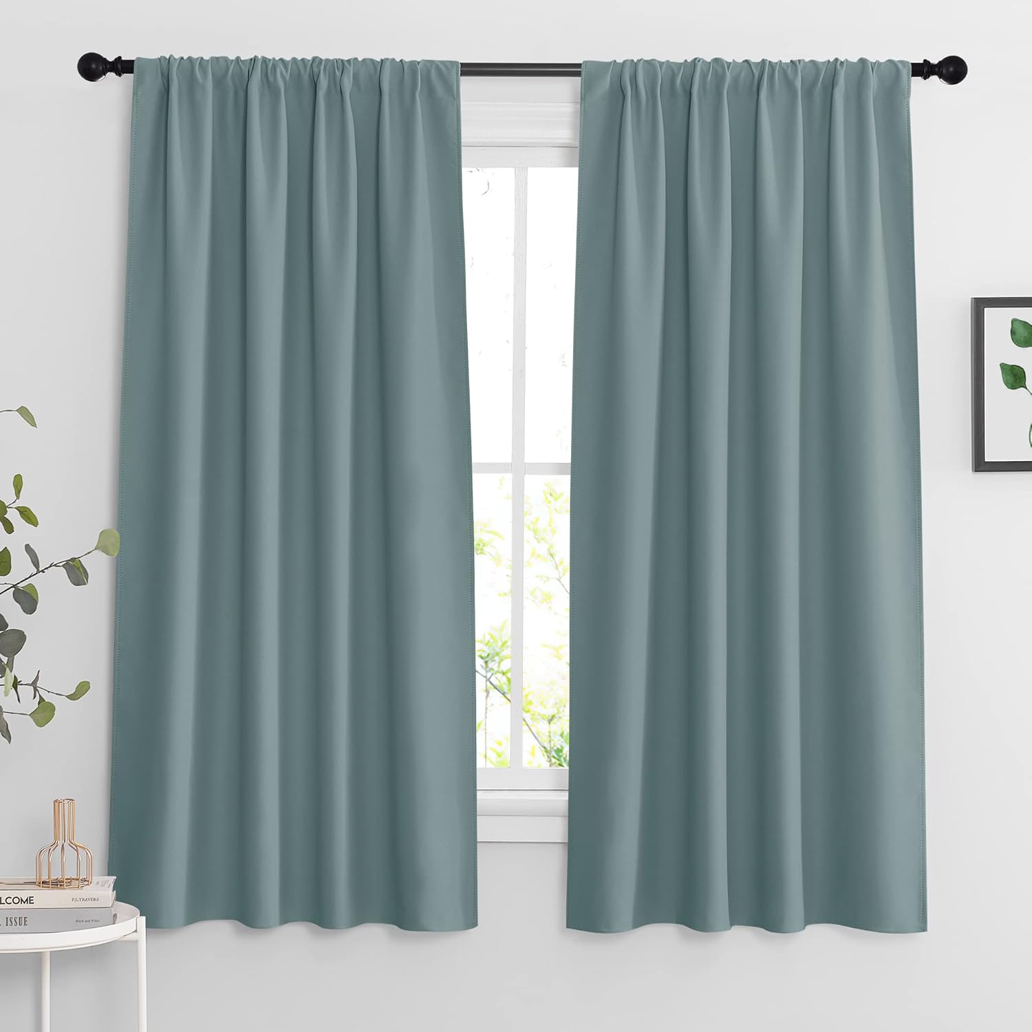 RYB HOME Blue Bedroom Curtains Room Darkening, Thermal Insulated Privacy Living Room Curtains