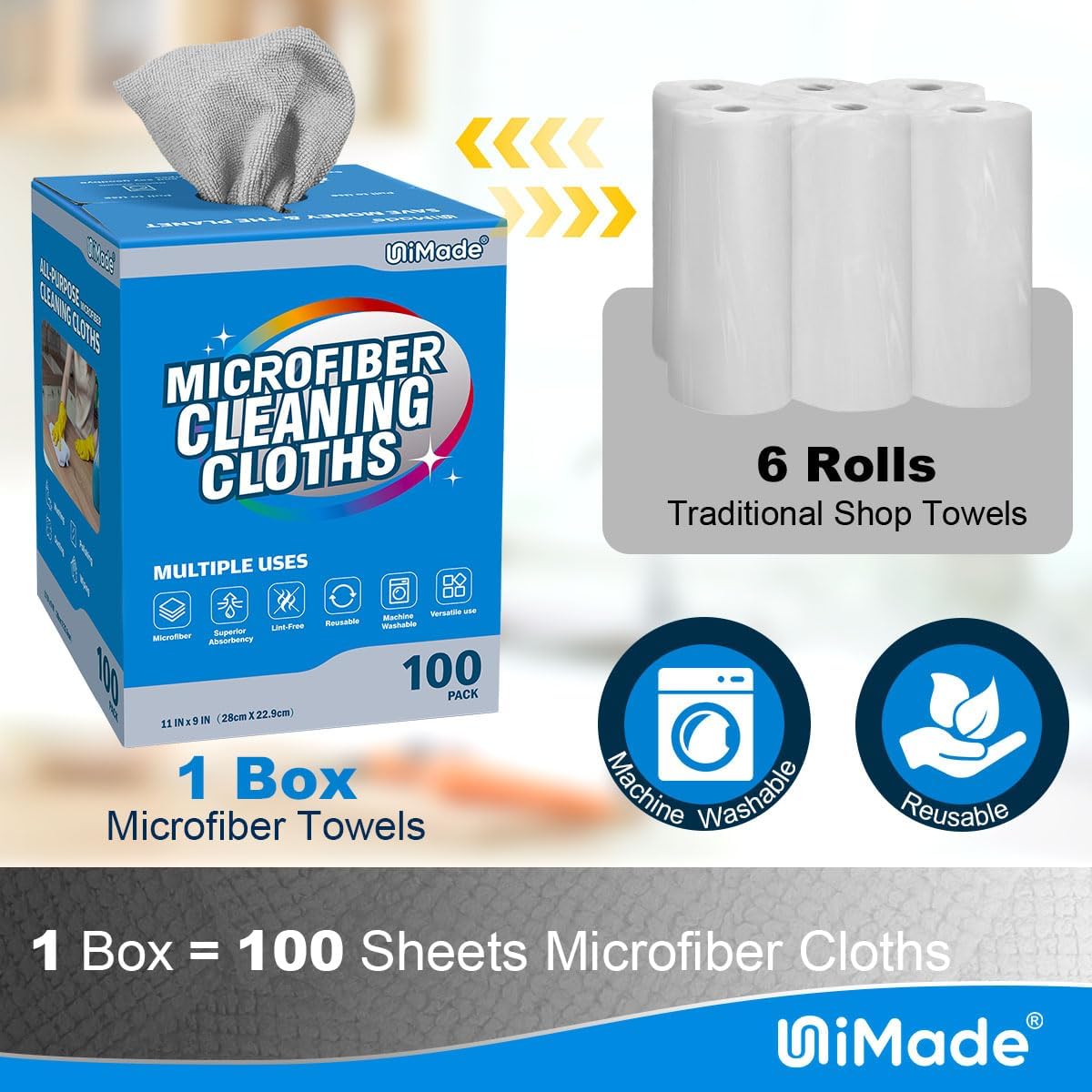 Microfiber Cleaning Cloth, 100 Sheets Microfiber Towels for Cars Commercial Grade Washcloths