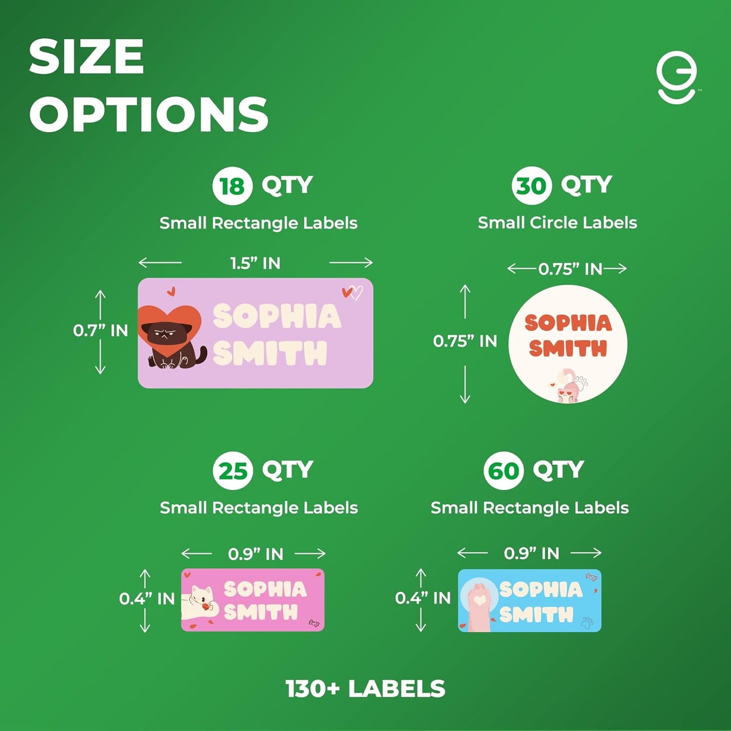 Personalized Name Tag Stickers for Kids (130+ Pack) | Cat Waterproof Labels for School Supplies