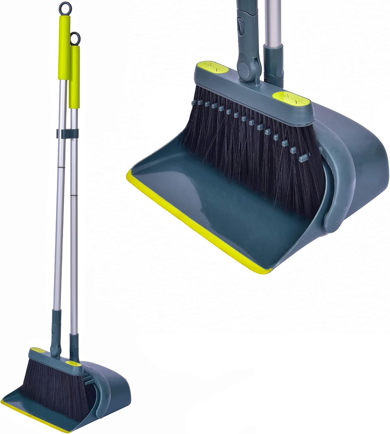 Broom and Dustpan Set for Home with 54" Long Handle, Upright and Lightweight Dust pan and Brush