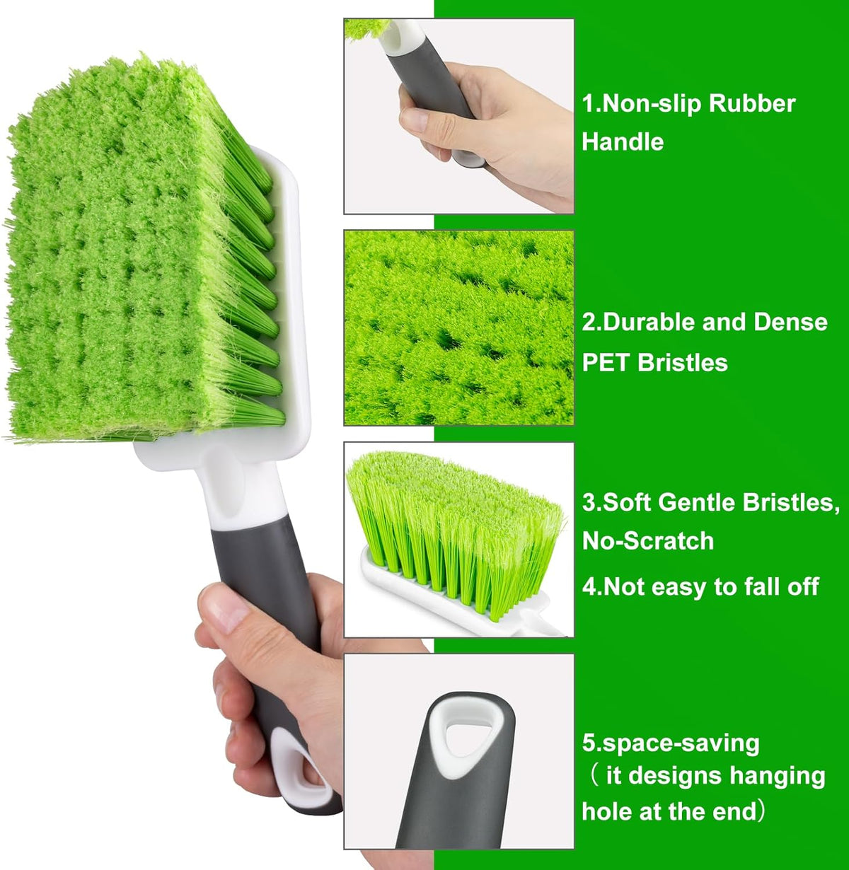 ITTAHO 2 Pack Car Wash Brush, Tire Brush for Cleaning Tires, Soft & Stiff Bristle Wheel Cleaner