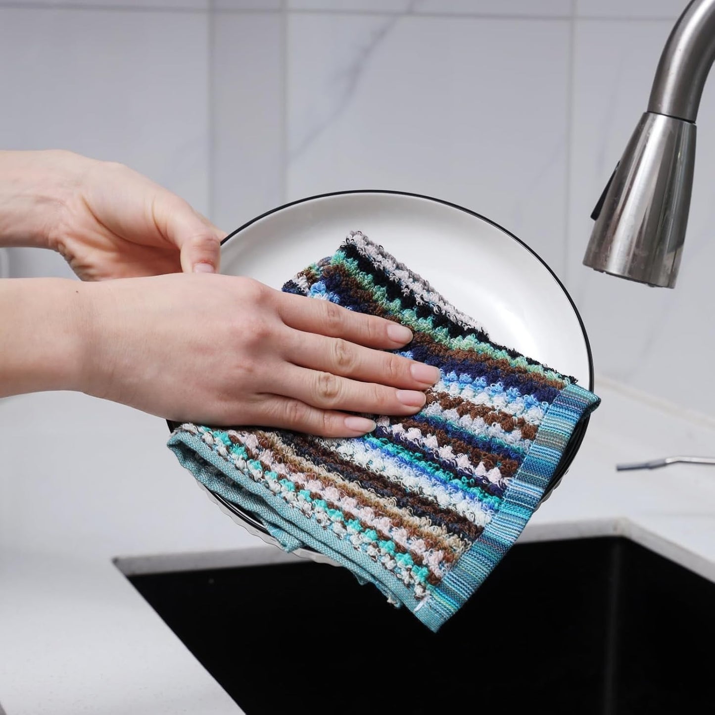 Oeleky Kitchen Dishcloths for Washing Dishes, Ultra Absorbent Dish Rags, Cotton Cleaning Cloths