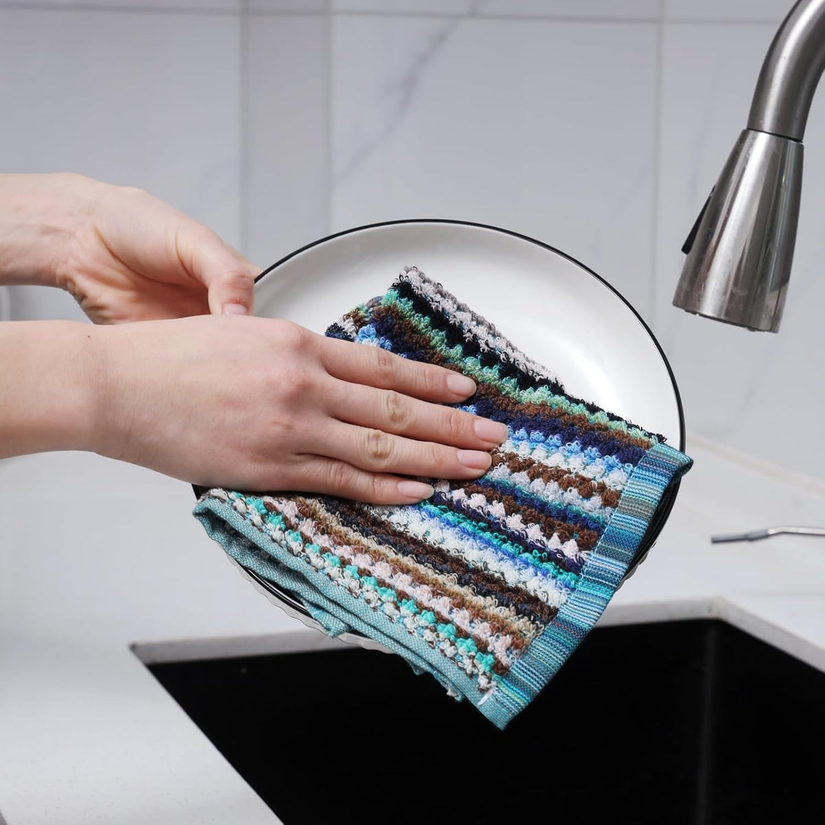 Oeleky Kitchen Dishcloths for Washing Dishes, Ultra Absorbent Dish Rags, Cotton Cleaning Cloths