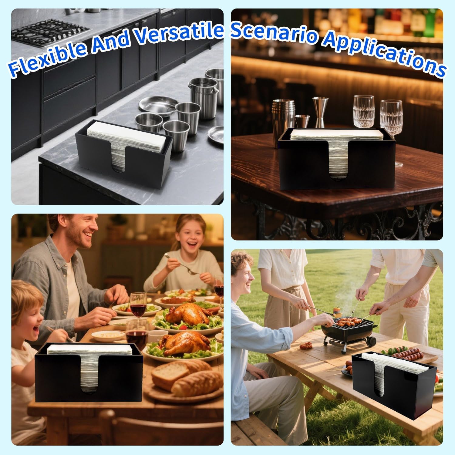 Paper Towel Holder for Countertop,Black Acrylic Napkin Dispenser-Multifold/C-Fold/Z-Fold Trifold