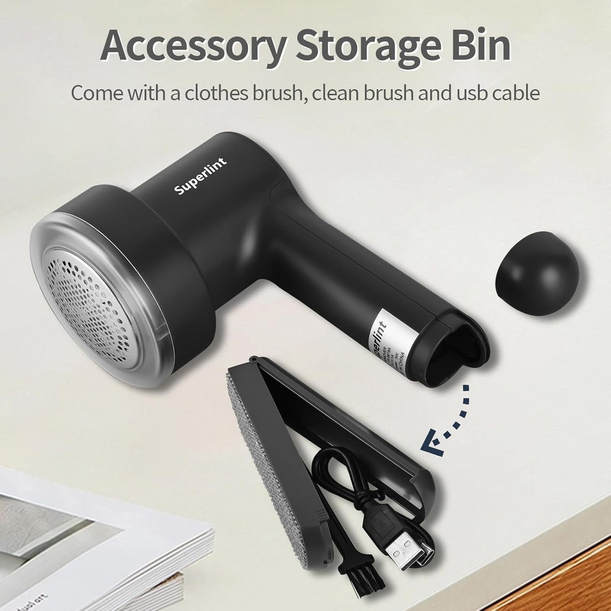 SUPER LINT Electric Fabric Shaver Electrostatic Brush, LED Display, 3-Speeds, Rechargeable Sweater