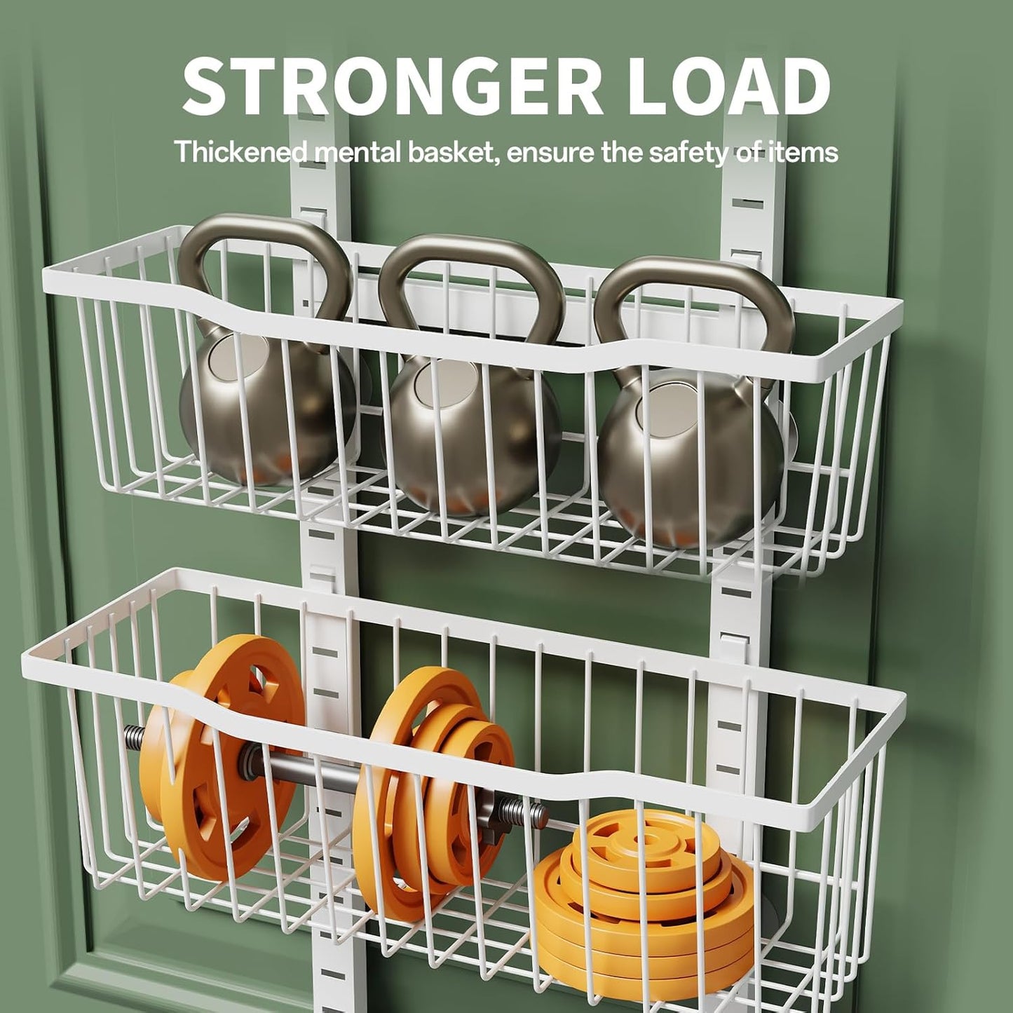 Over The Door Organizer，8-Tier Over The Door Pantry Organizer with Adjustable Baskets，Metal Hanging