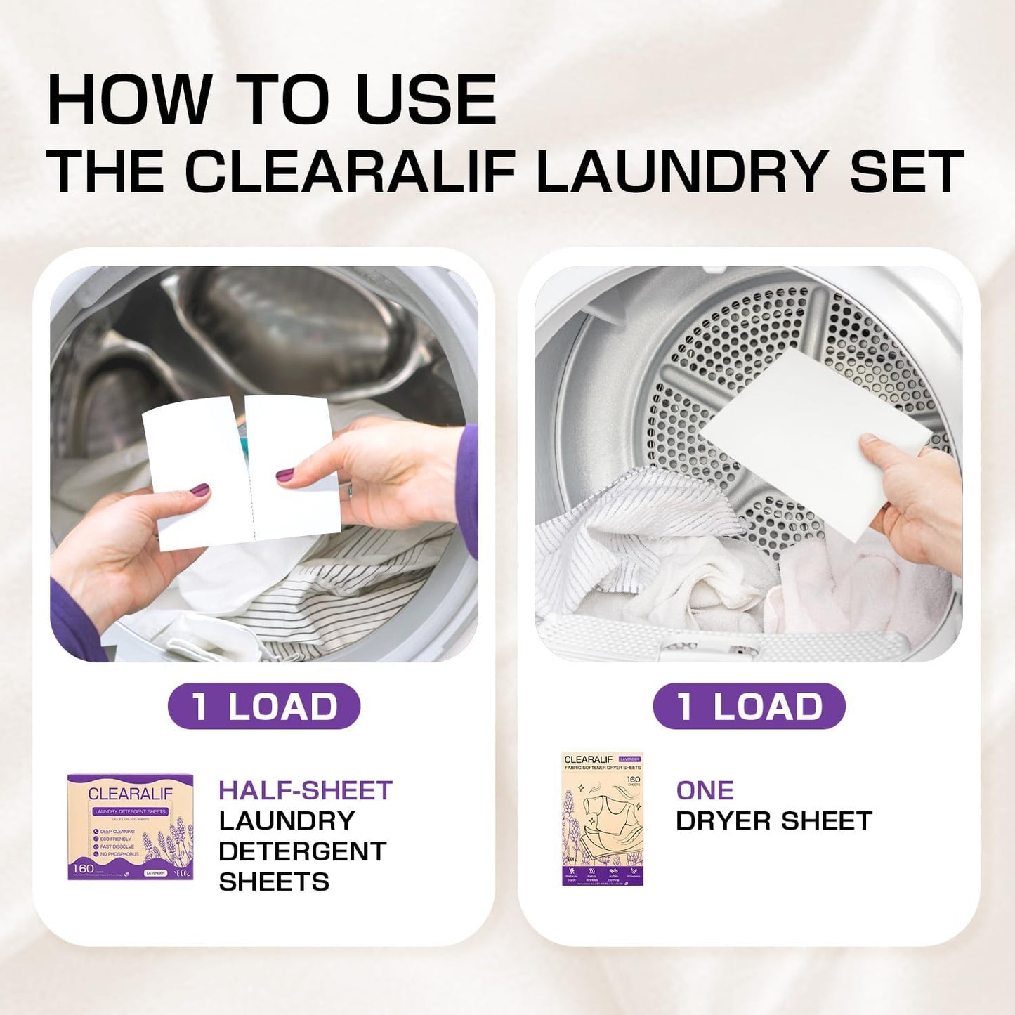 CLEARALIF All in One Laundry Detergent Sheets Kit, Lavender Scent, 160 Loads Laundry Sheets + 160