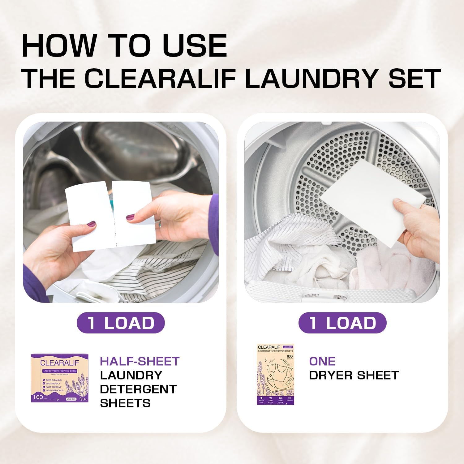 CLEARALIF All in One Laundry Detergent Sheets Kit, Lavender Scent, 160 Loads Laundry Sheets + 160