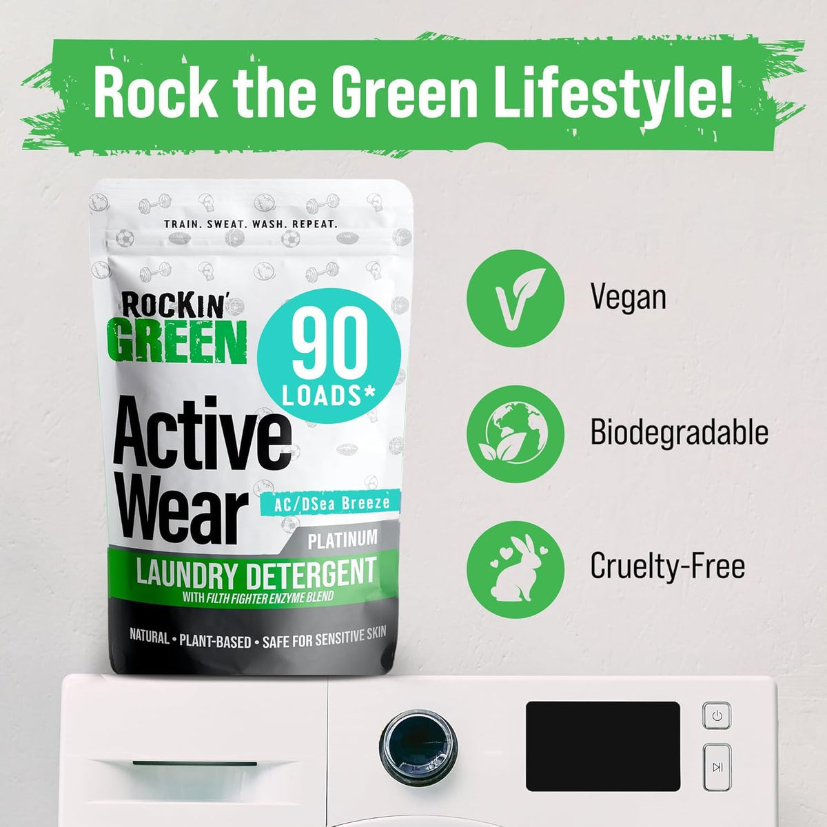 Rockin' Green Laundry Detergent, Plant based, All Natural Laundry Detergent Powder, Vegan and