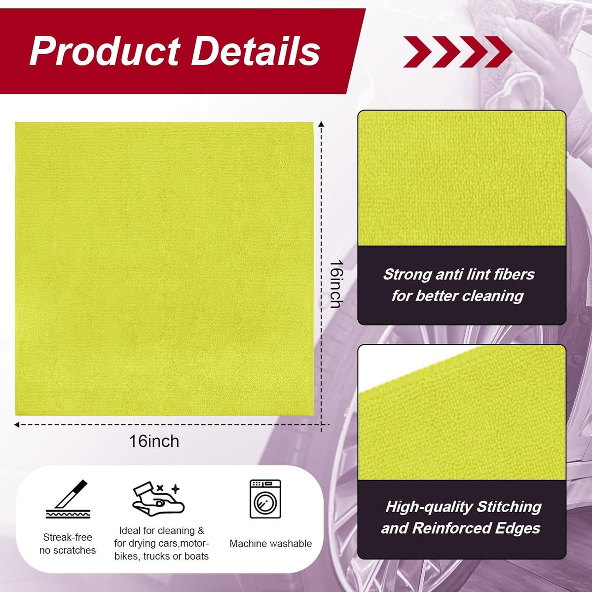 200 Pcs Microfiber Cleaning Cloth 16x16 Inch Microfiber Towels for Car Ultra Absorbent Cleaning