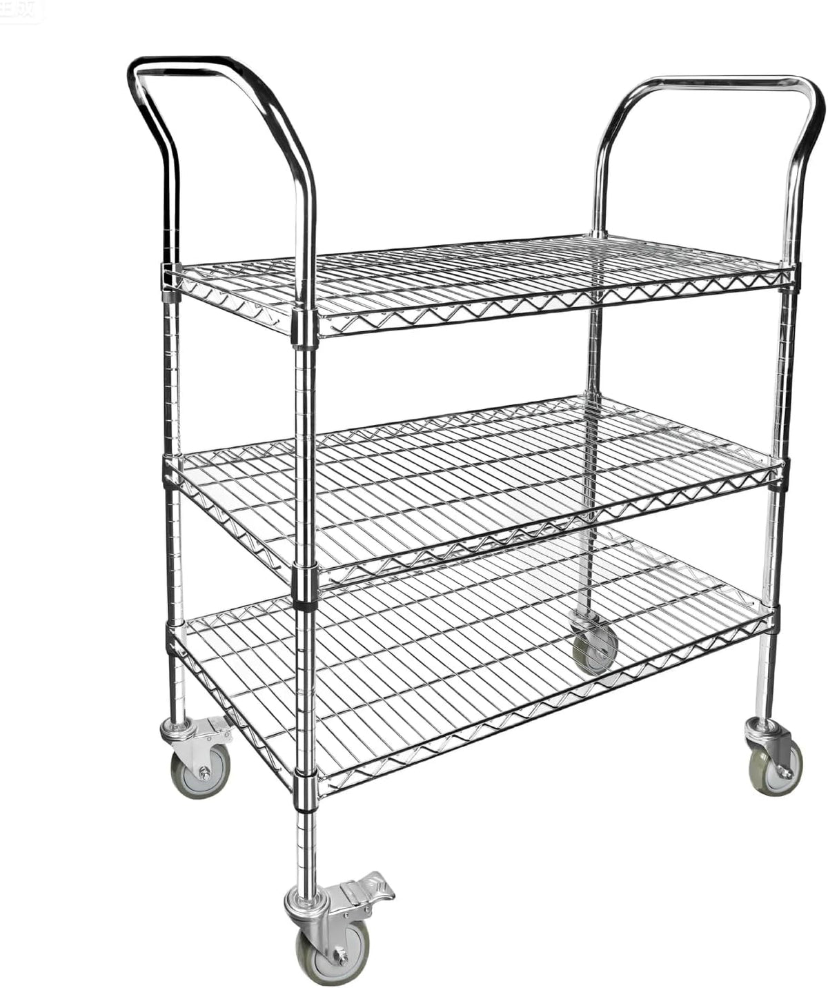 Northsky 3-Shelf Wire Utility Cart on Wheels, Chrome Finish Rolling Metal Shelving with Wheels
