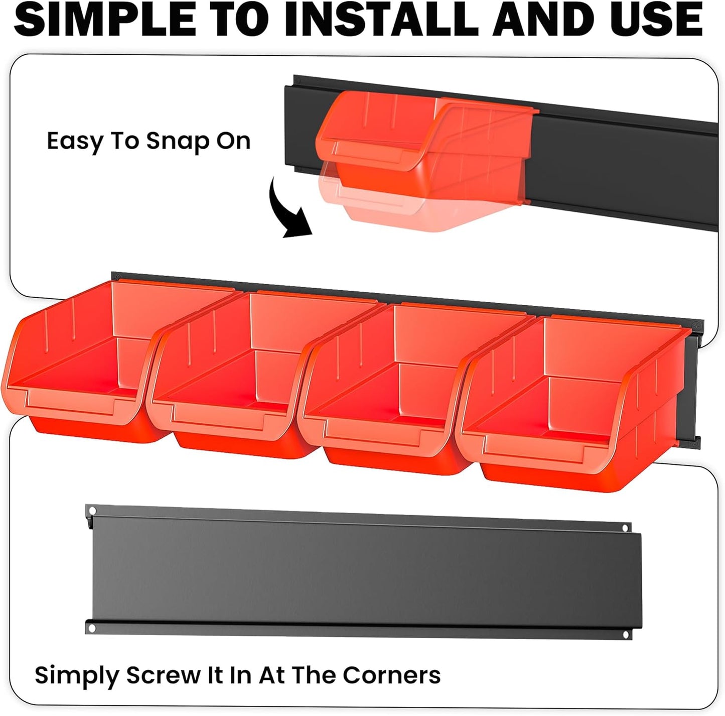 Ultrawall Wall Mounted Storage Bins, Plastic Hanging Storage Organizer Bins, Garage Tool Storage