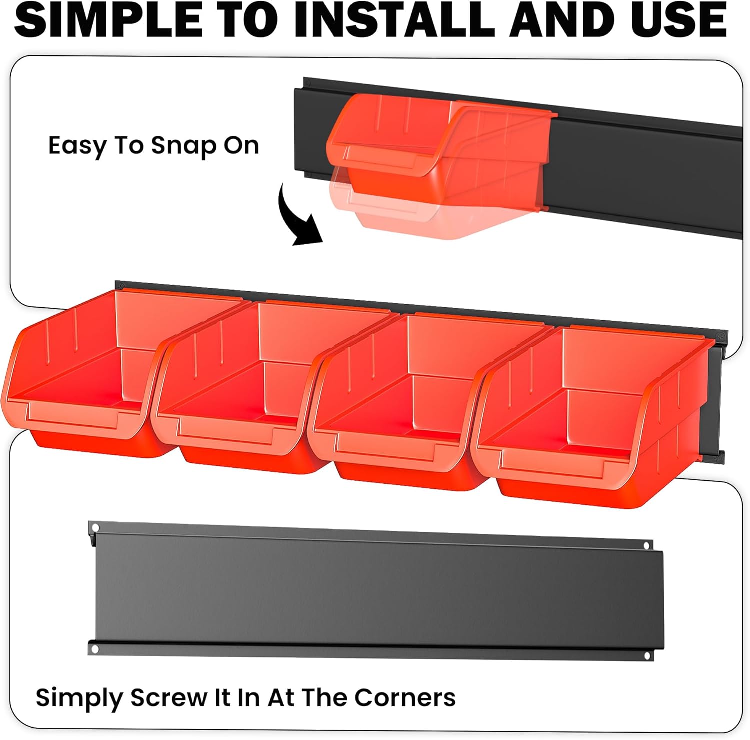 Ultrawall Wall Mounted Storage Bins, Plastic Hanging Storage Organizer Bins, Garage Tool Storage
