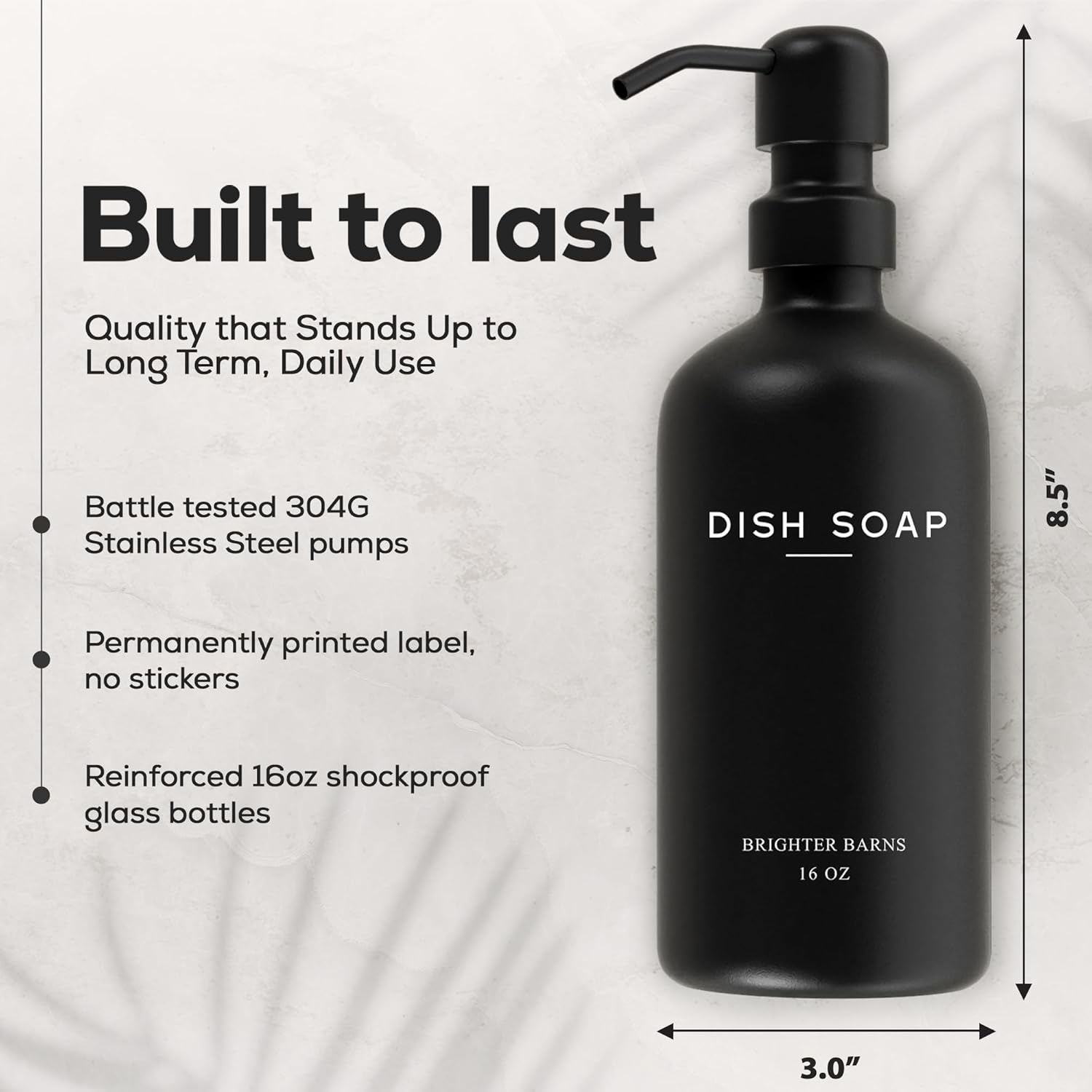 Luxury Glass Hand and Dish Soap Dispenser Set by Brighter Barns - Kitchen Soap Dispenser Set with